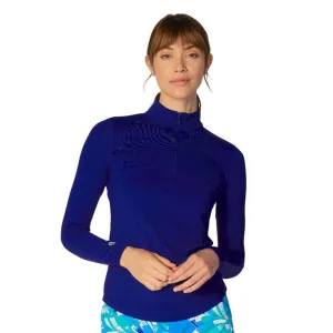 G Lifestyle Solid Zip Mock Neck Long Sleeve Top - True Navy G Lifestyle Clothing