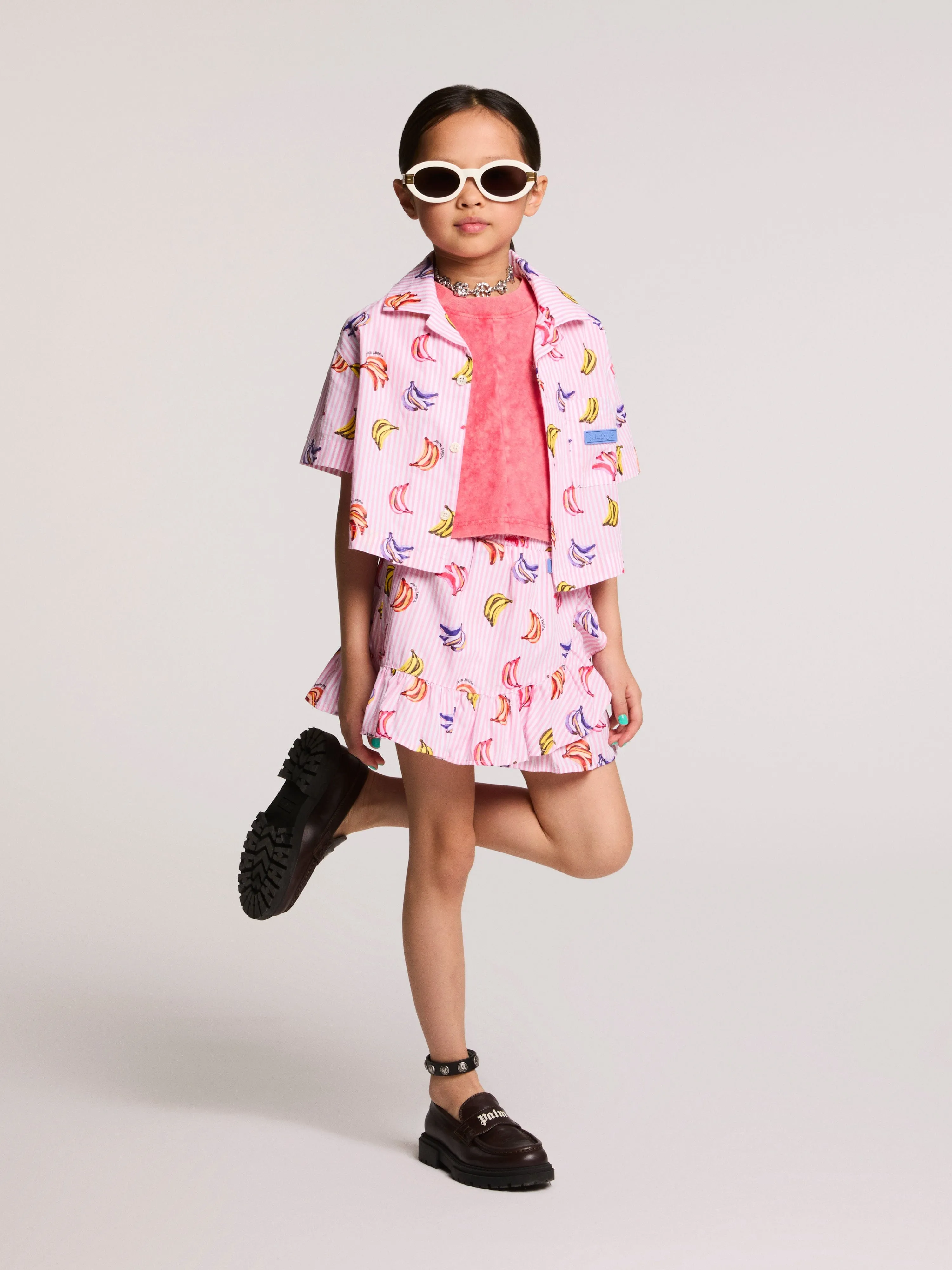 Mädchen AOP Bananas Cropped Shirt in Pink