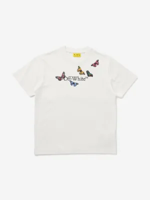 Mädchen Buchliebhaber Schmetterling T-Shirt in Weiß