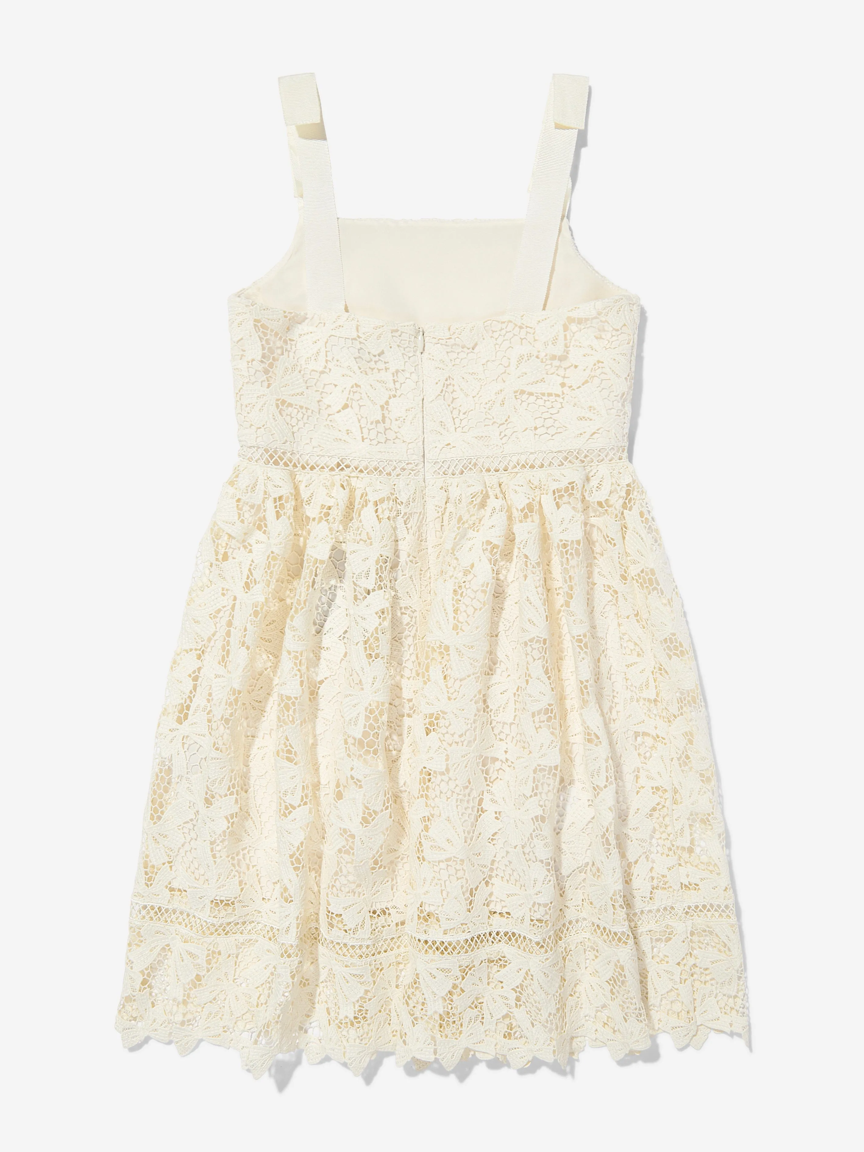 Mädchen Schleifen Spitzenkleid in Weiß