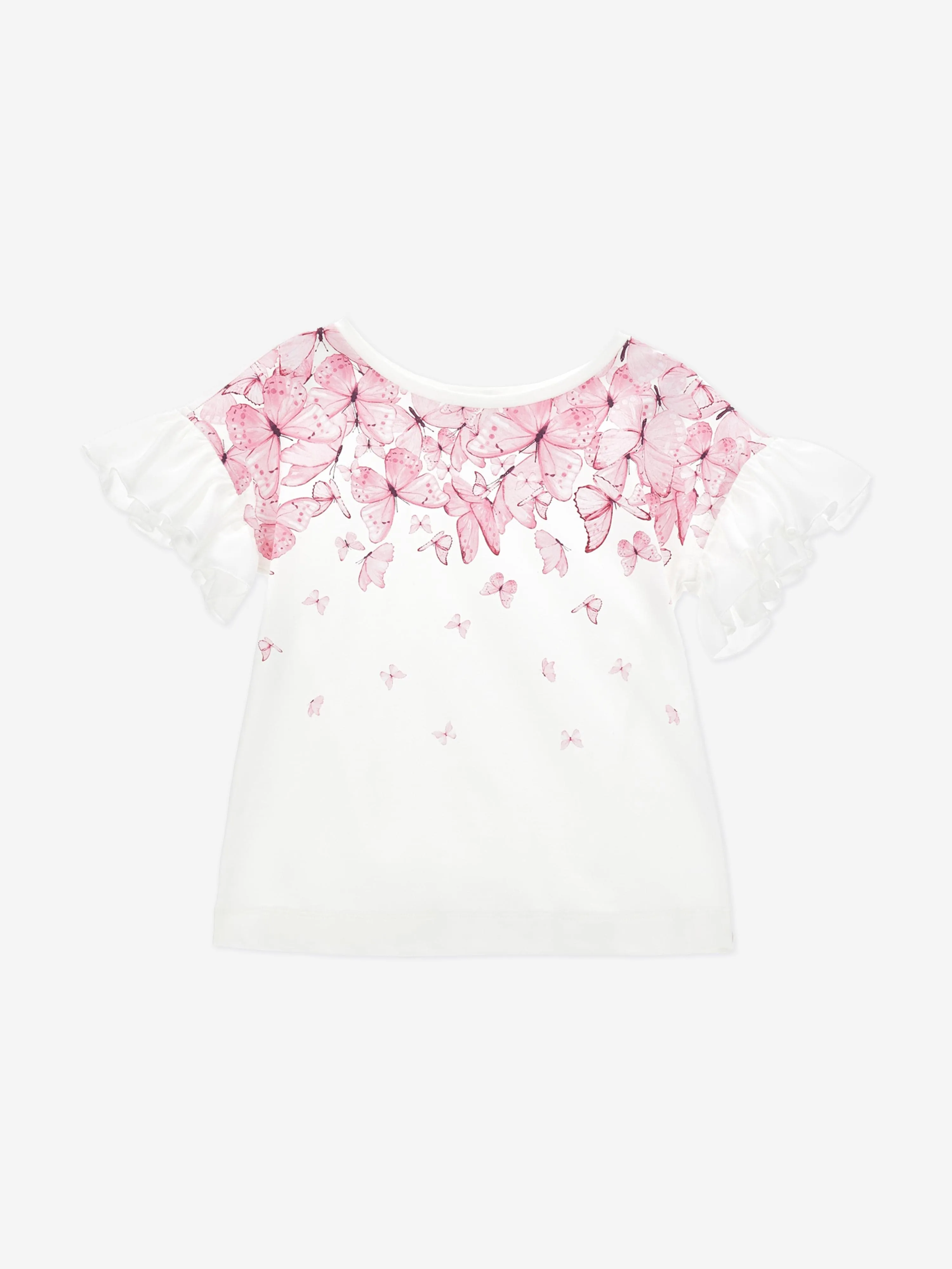 Mädchen Schmetterlingsdruck T-Shirt in Elfenbein