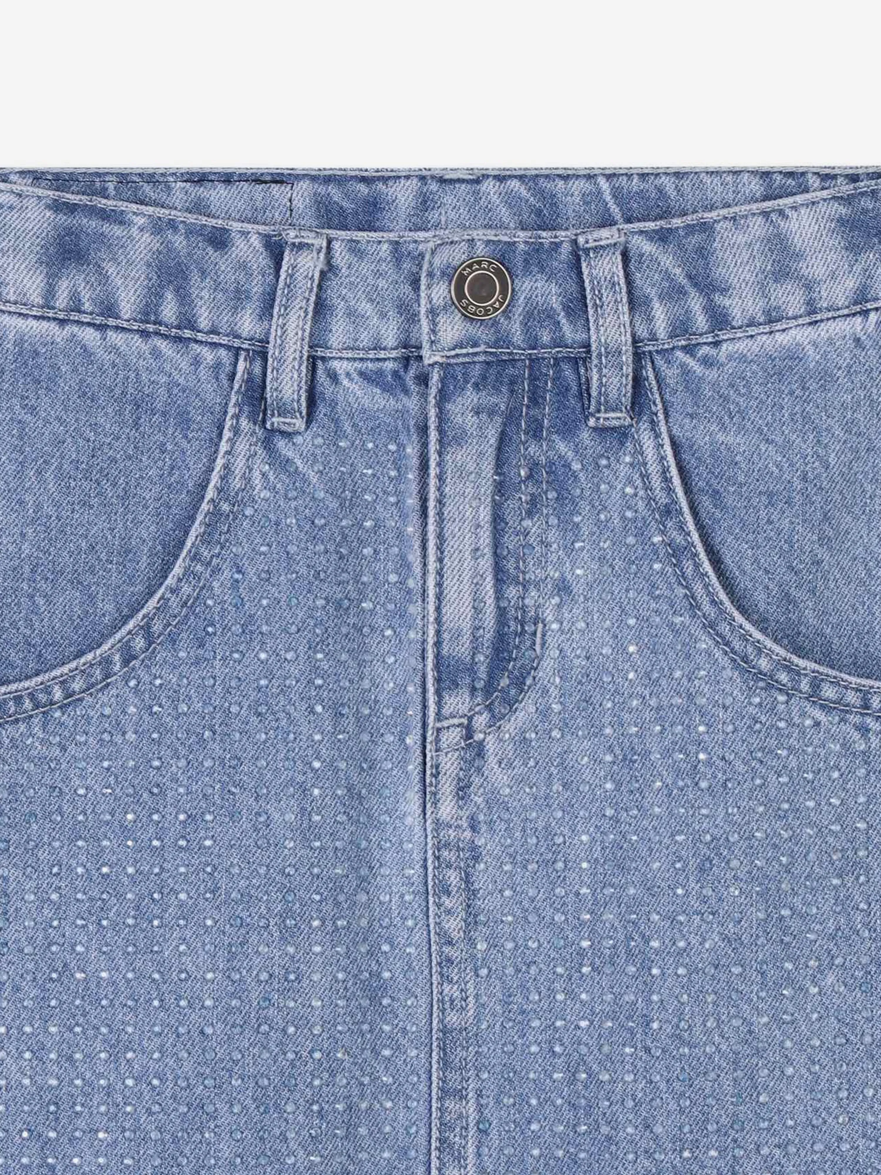 Mädchen Diamante Denim Rock in Blau
