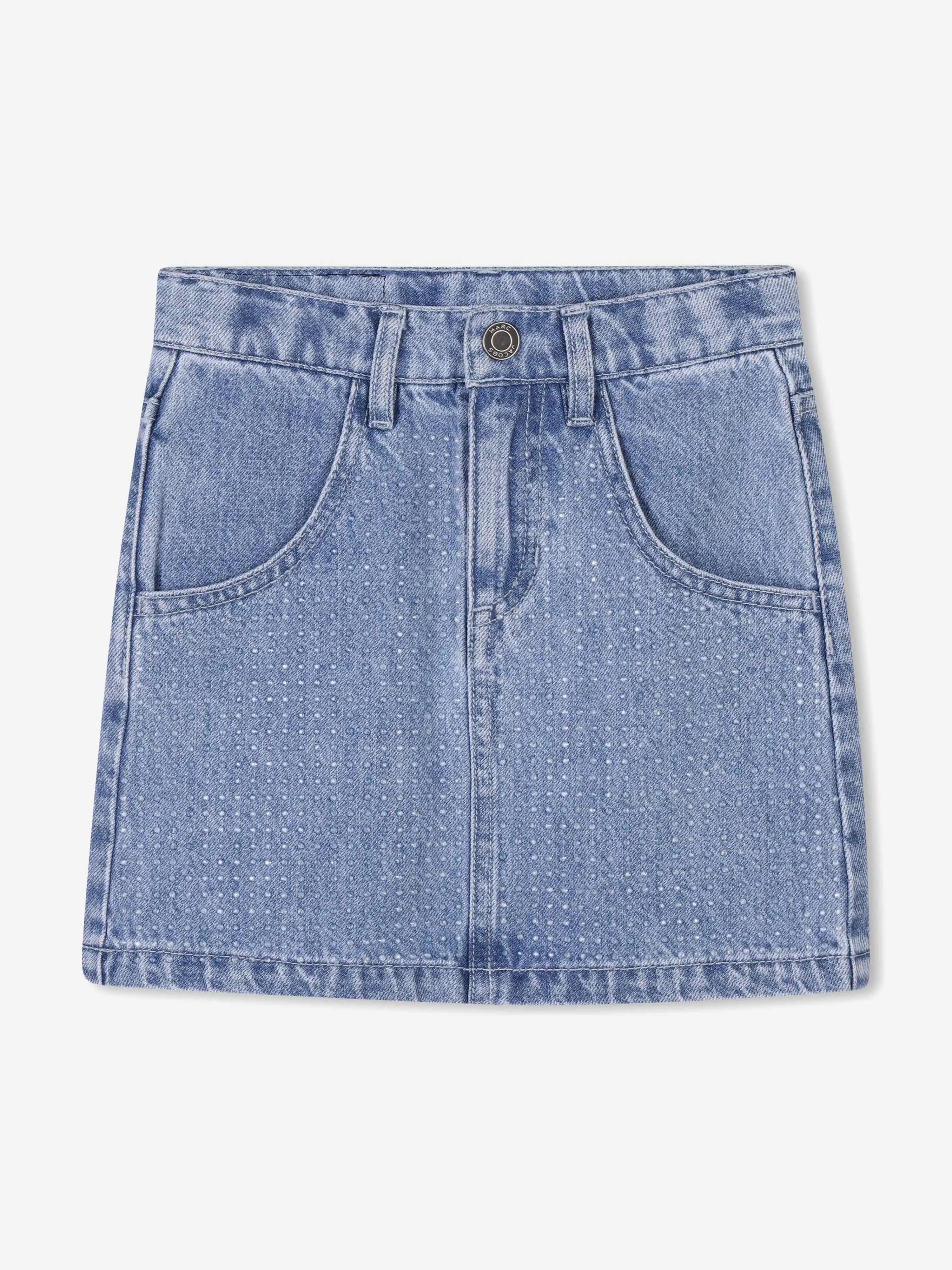 Mädchen Diamante Denim Rock in Blau