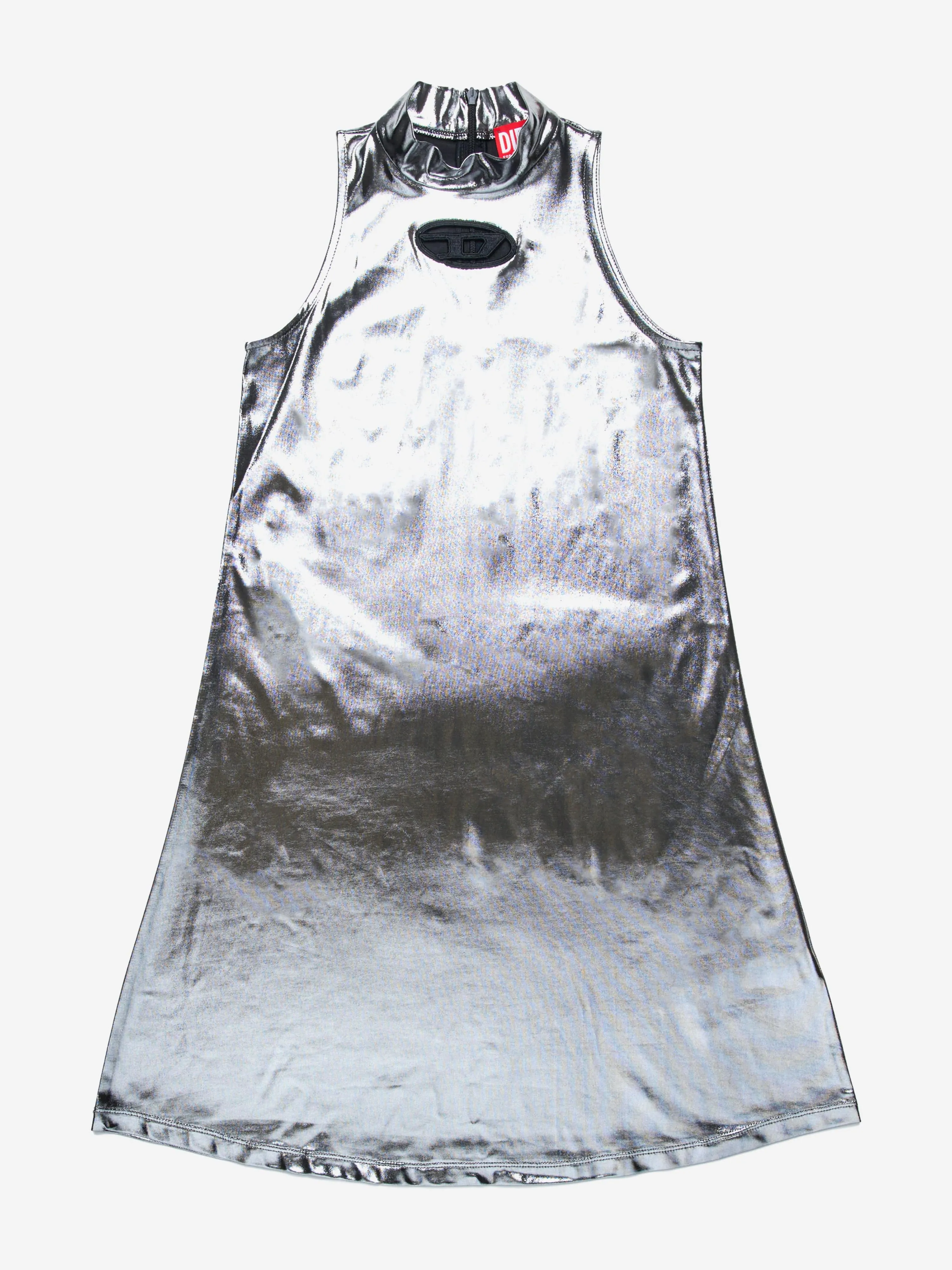 Mädchen Metallisches Trägerloses Kleid in Silber