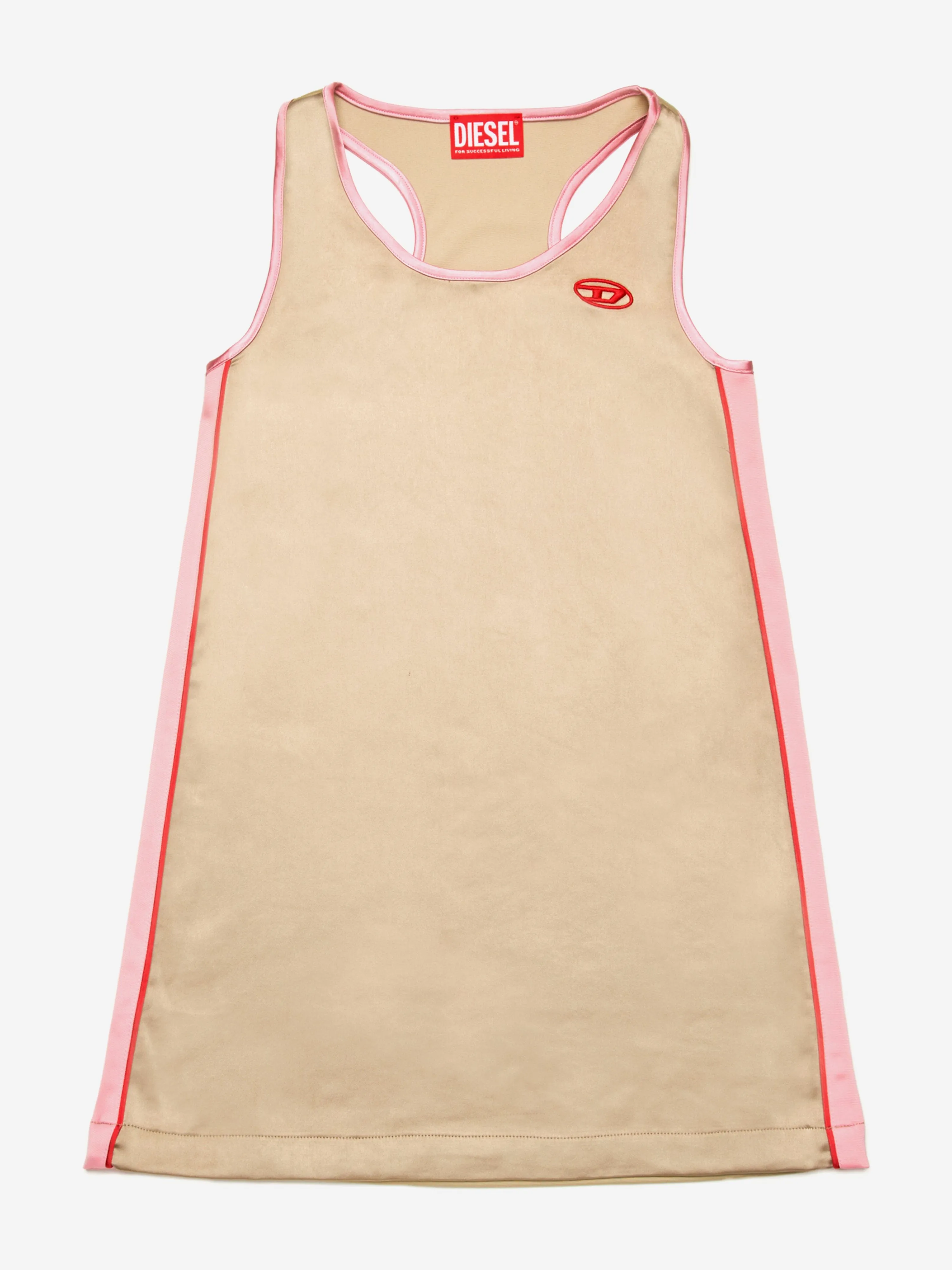 Mädchen Satin und Jersey ärmelloses Kleid in Beige