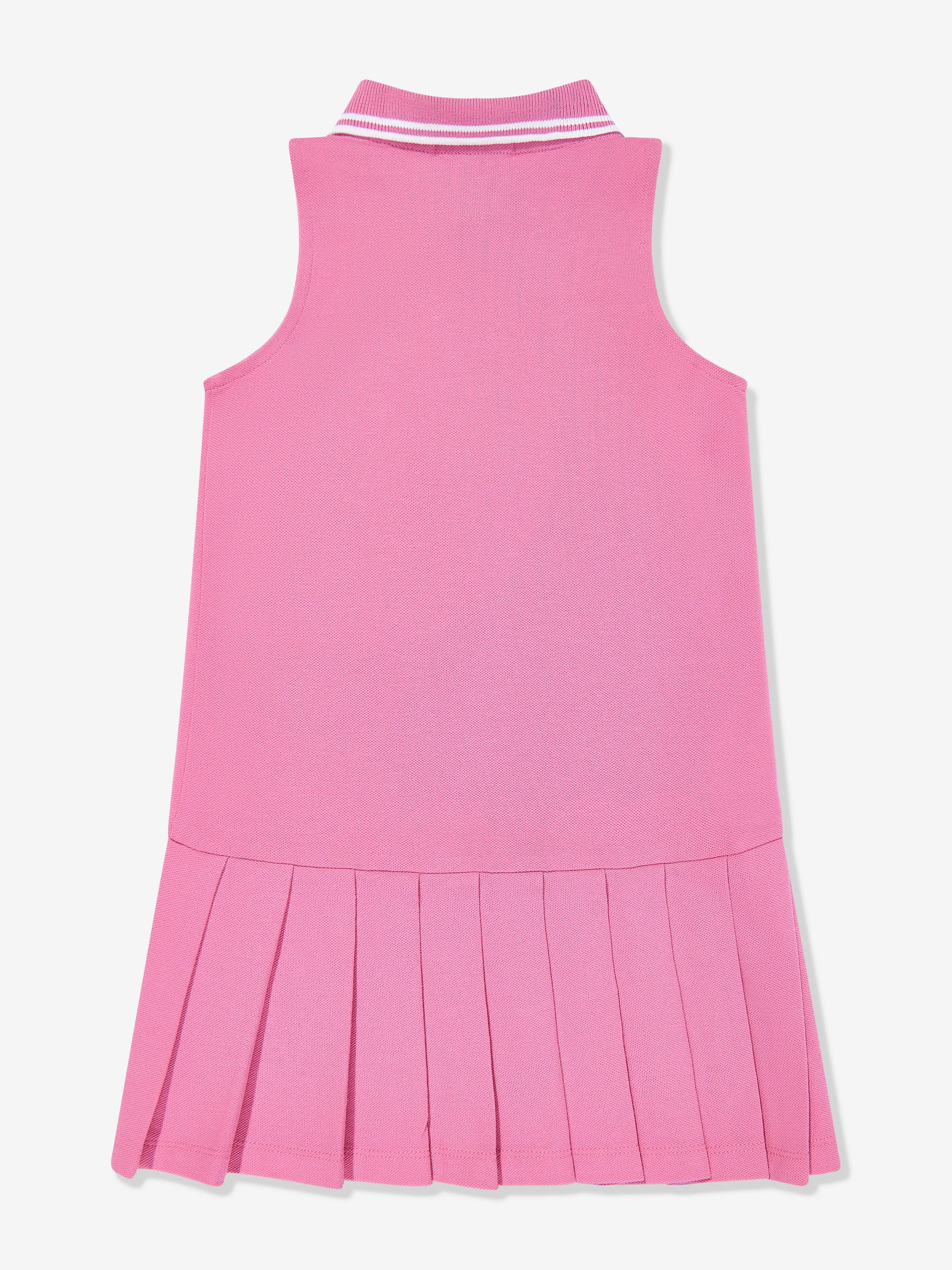 Mädchen ärmelloses Reißverschluss-Pleated-Kleid in Rosa