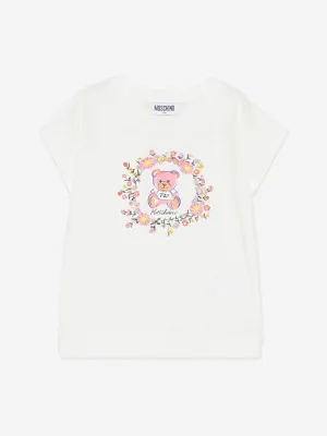 Mädchen Teddybär Maxi T-Shirt in Elfenbein