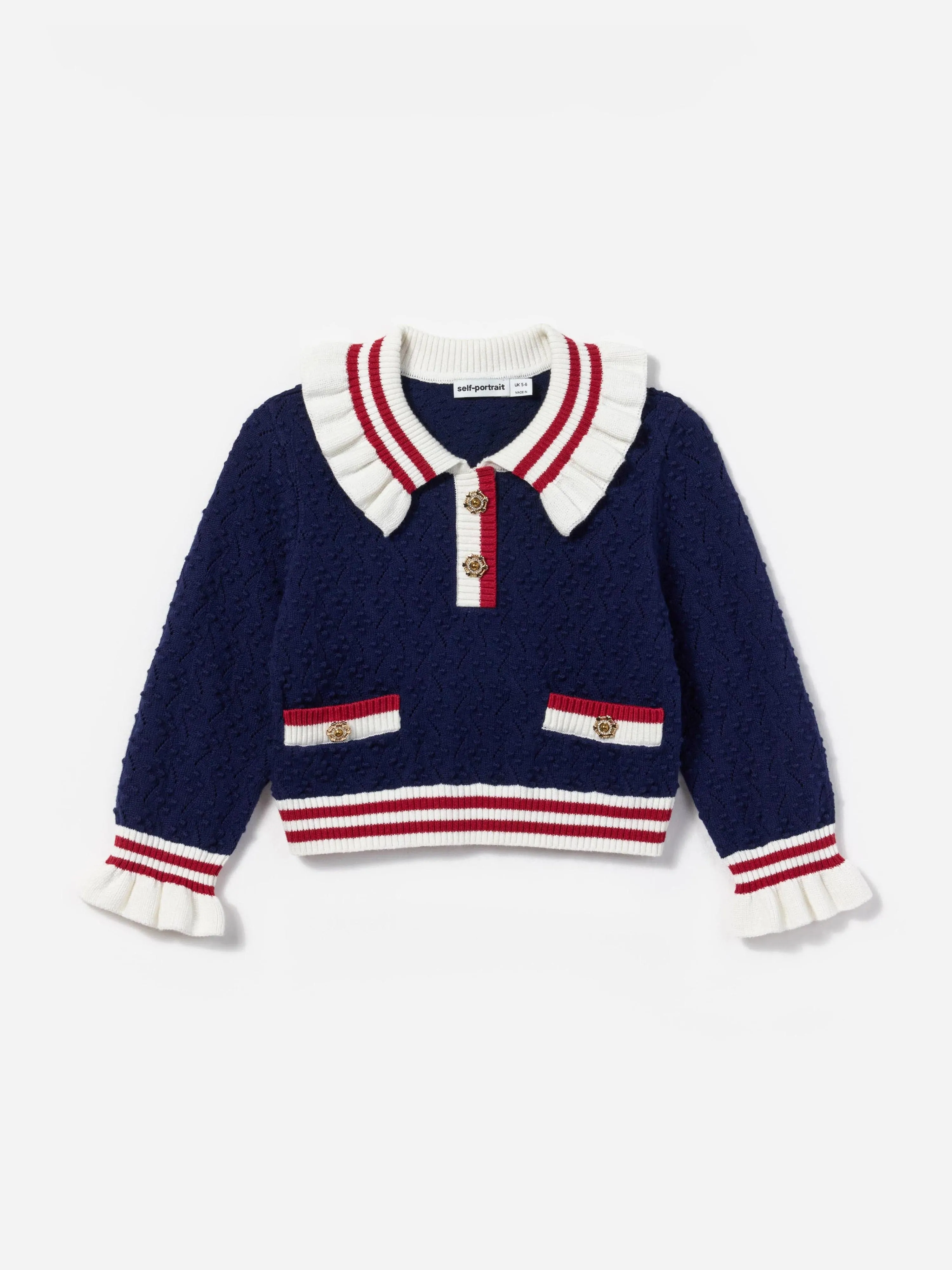 Mädchen Strukturierte Strickjacke in Marineblau