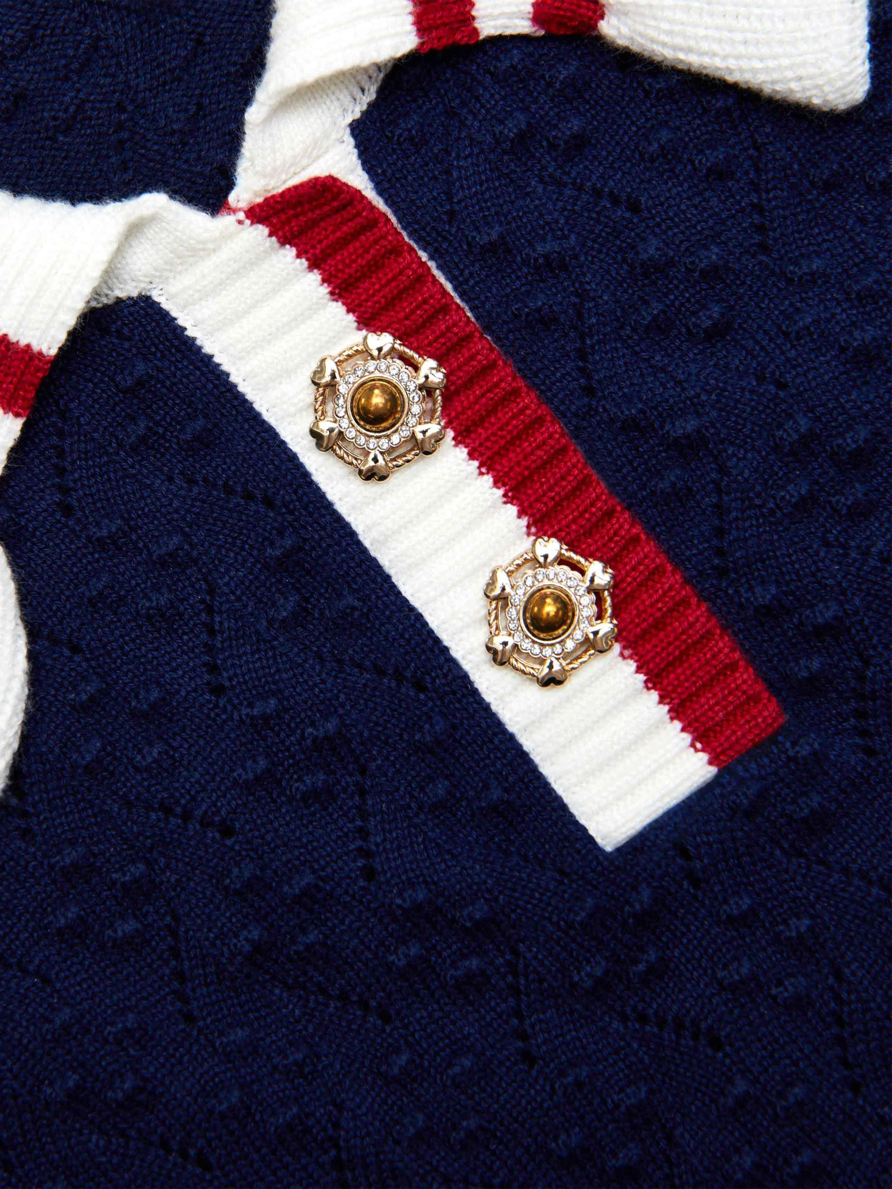 Mädchen Strukturierte Strickjacke in Marineblau