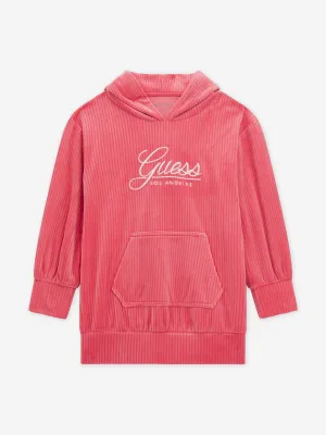 Guess Girls Cord Kapuzenkleid in Rosa