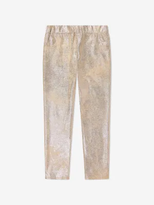 Guess Girls Folien-Suede-Leggings in Gold