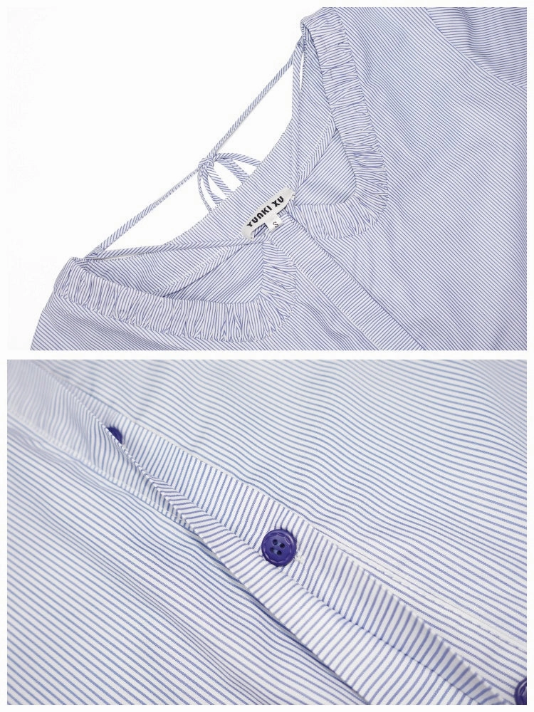 Halter Neck Stripes Shirts【s0000001896】