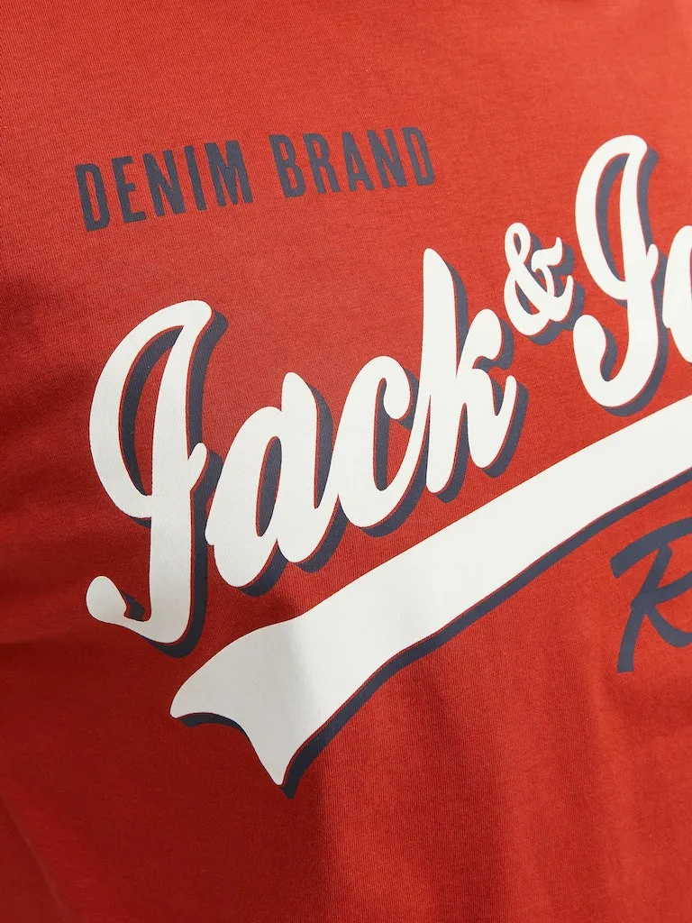Jack & Jones Zinnober Logo Rundhals-T-Shirt Orange