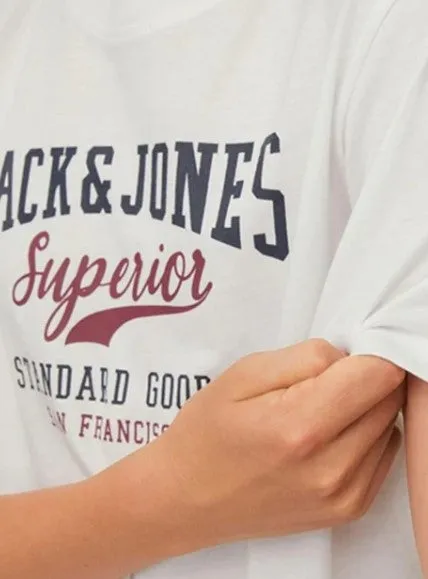 Jack & Jones Logo Cloud Dancer T-Shirt Weiß