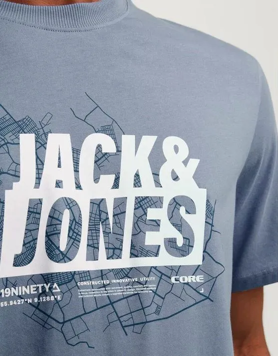 Jack & Jones Sommer Logo Flint Stone T-Shirt Grau