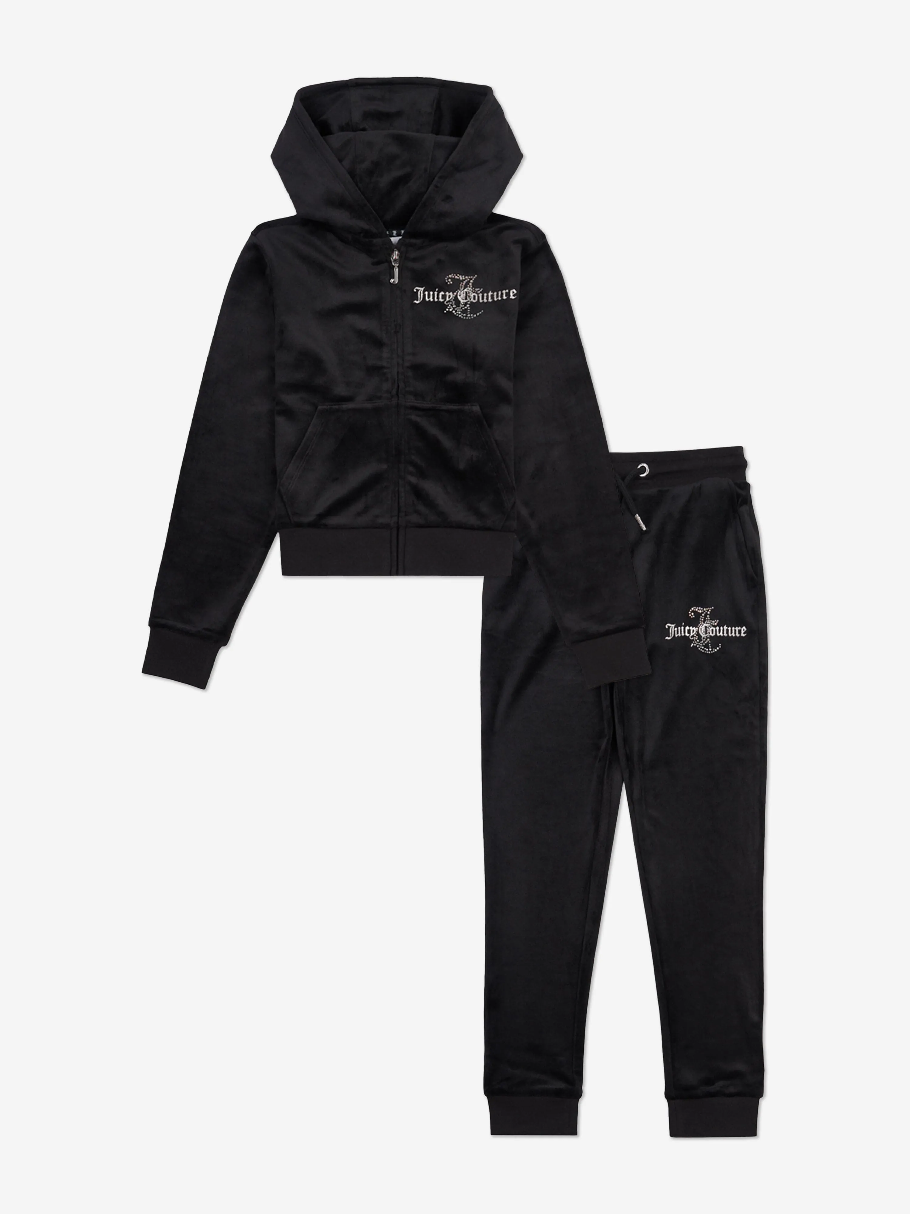 Juicy Couture Mädchen Diamante Logo Jogginganzug in Schwarz