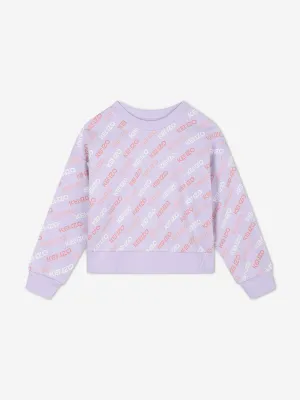 KENZO Girls Logo-Print Sweatshirt in Lila