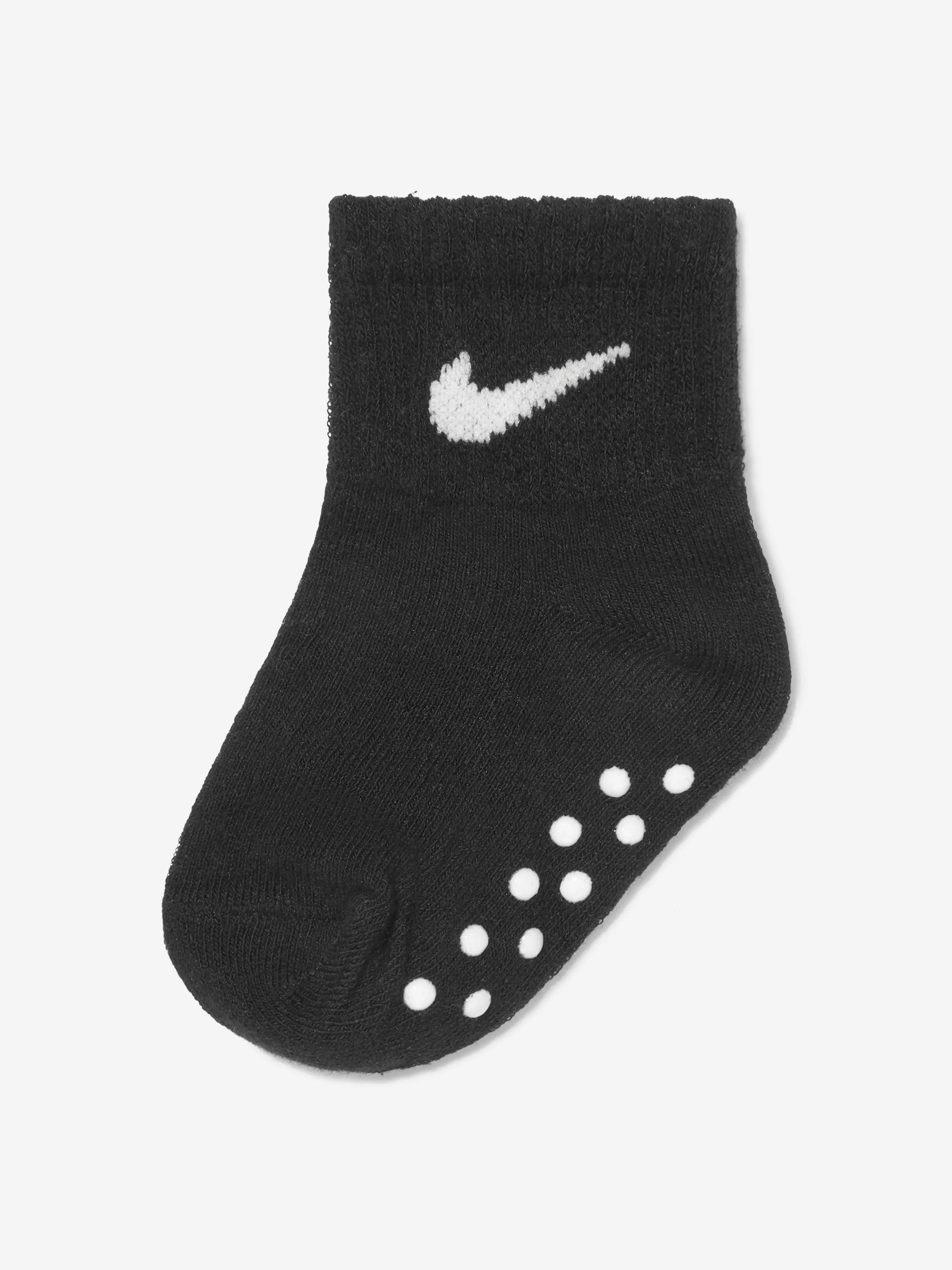 Kids Core Swoosh Greifsohlen-Socken-Set in Schwarz