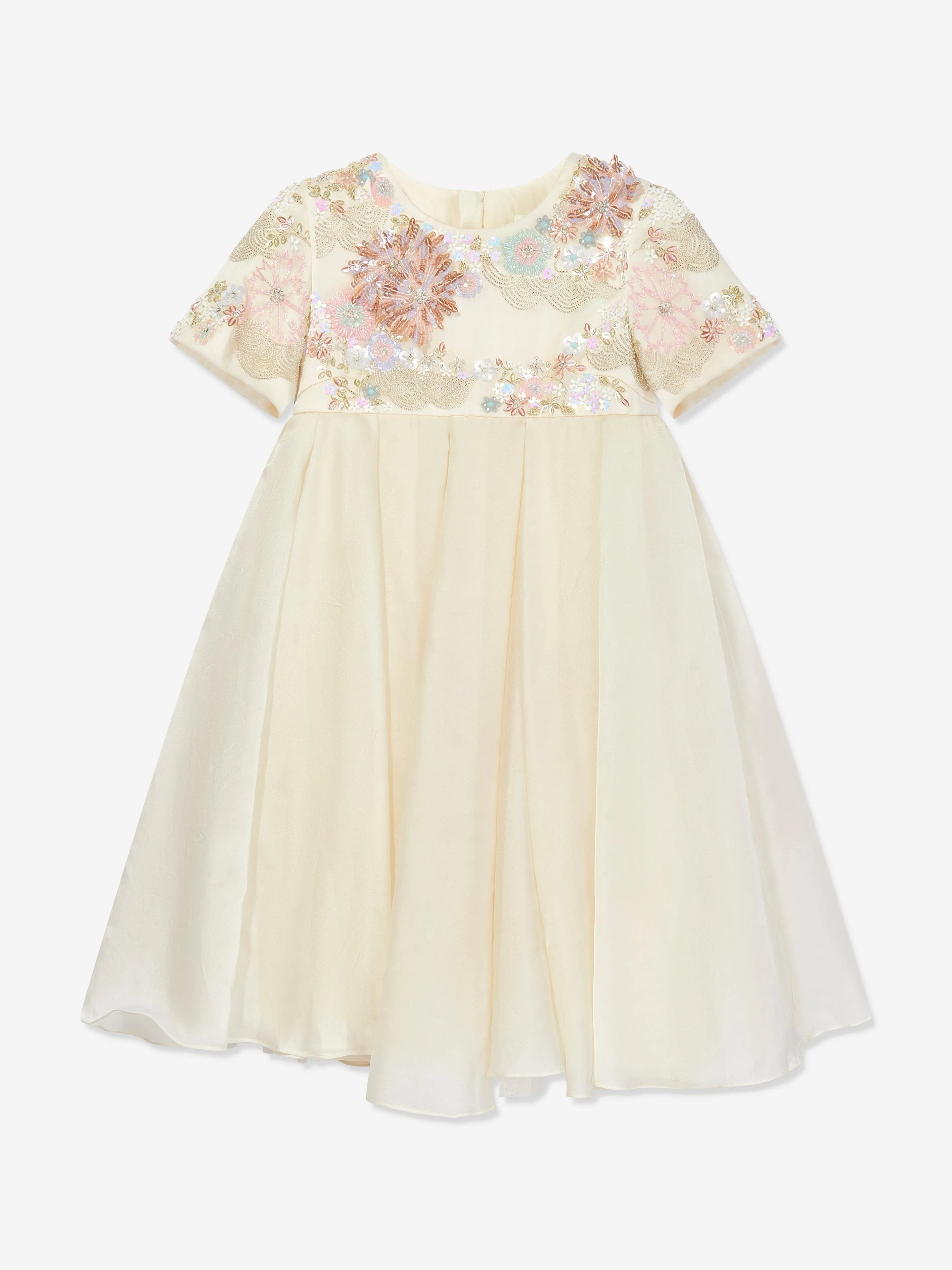 Maison Ava Girls Delphine Verziertes Tüllkleid in Elfenbein