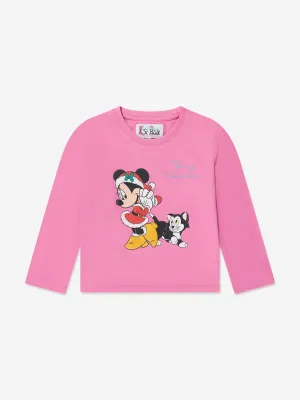 MC2 Saint Barth Mädchen Minnie Weihnachts Langarm T-Shirt in Pink
