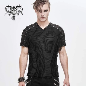 Men's Punk Ripped Mesh T-shirts