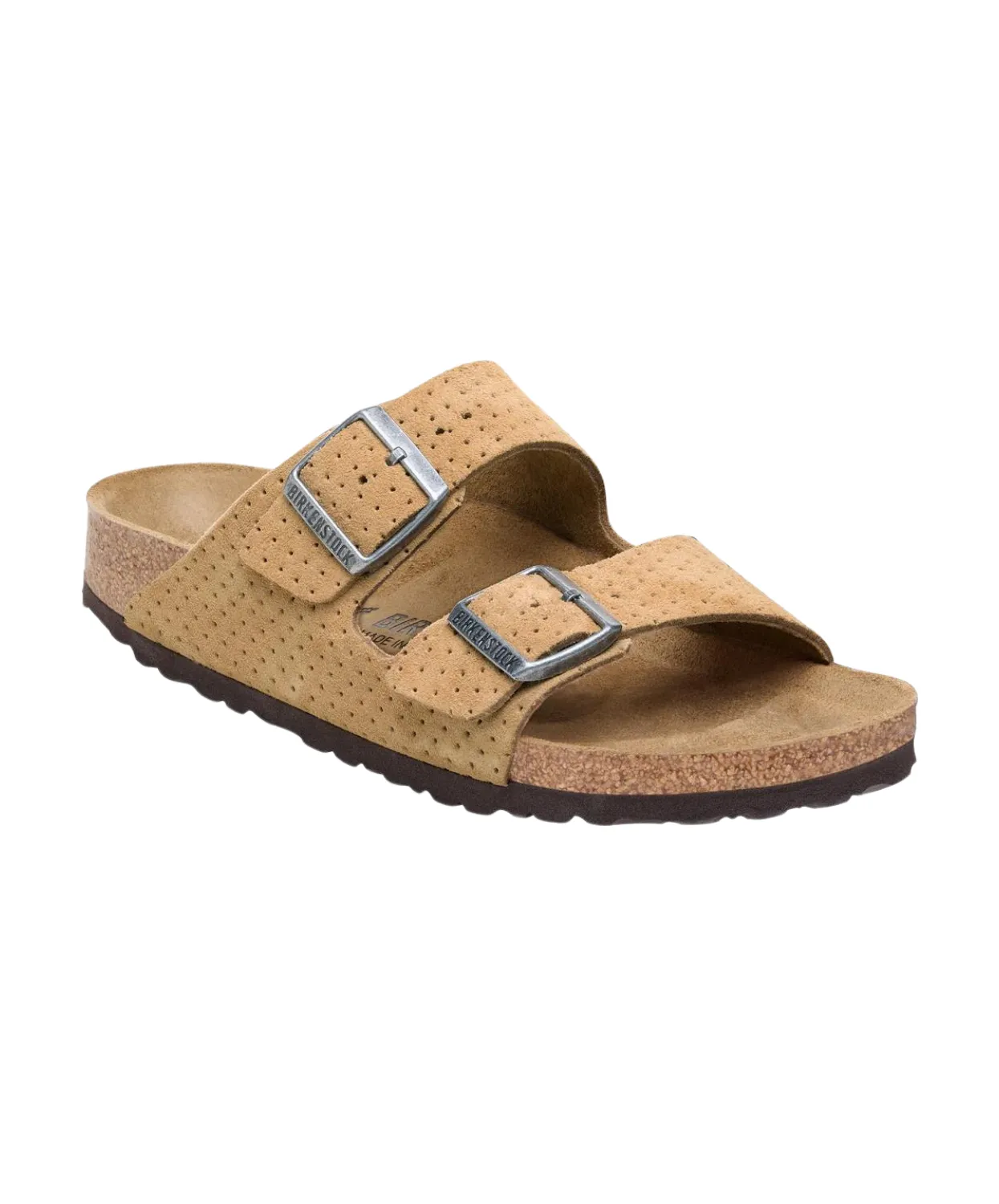 Mens Birkenstock Shoes Birkenstock Arizona Embossed Suede Leather New Beige Sandals
