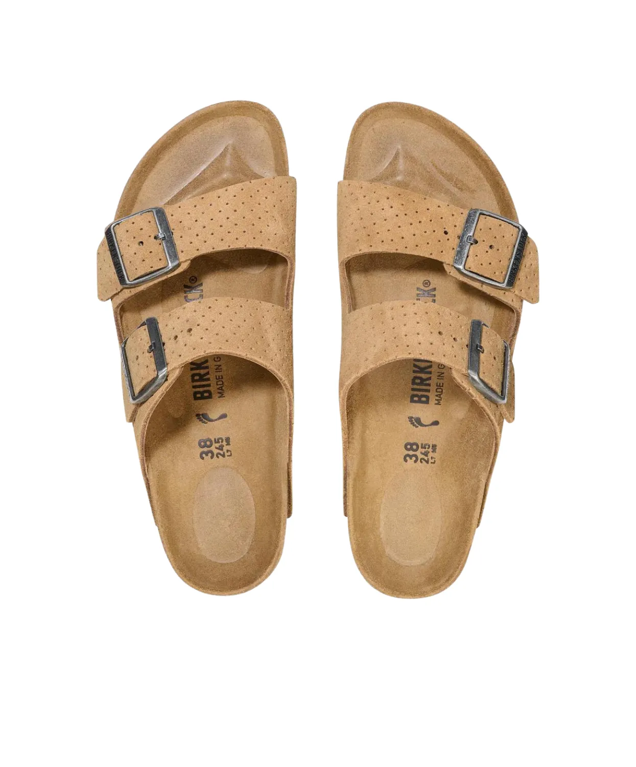Mens Birkenstock Shoes Birkenstock Arizona Embossed Suede Leather New Beige Sandals