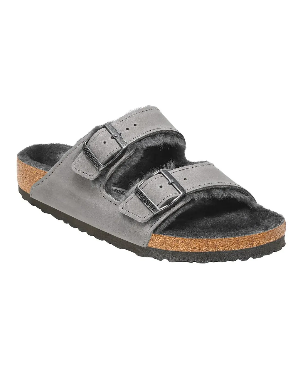 Mens Birkenstock Shoes Birkenstock Arizona Oiled Leather Shearling Iron Sandals