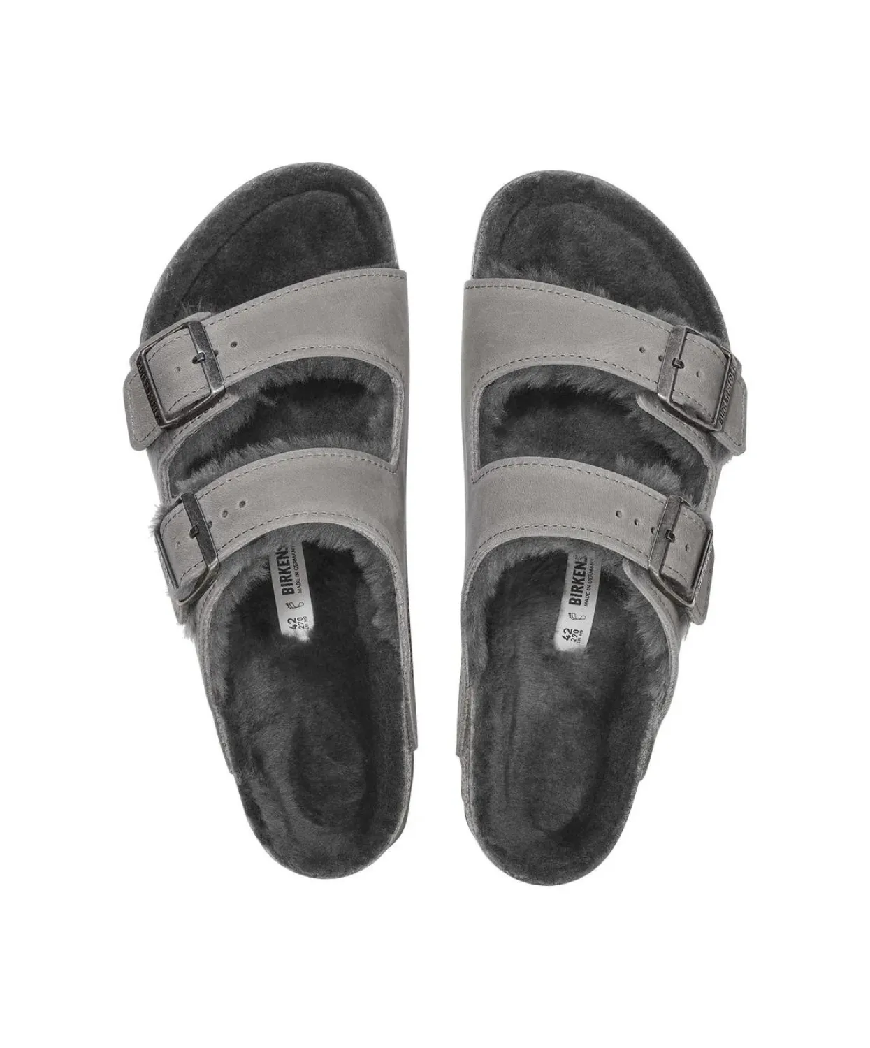Mens Birkenstock Shoes Birkenstock Arizona Oiled Leather Shearling Iron Sandals