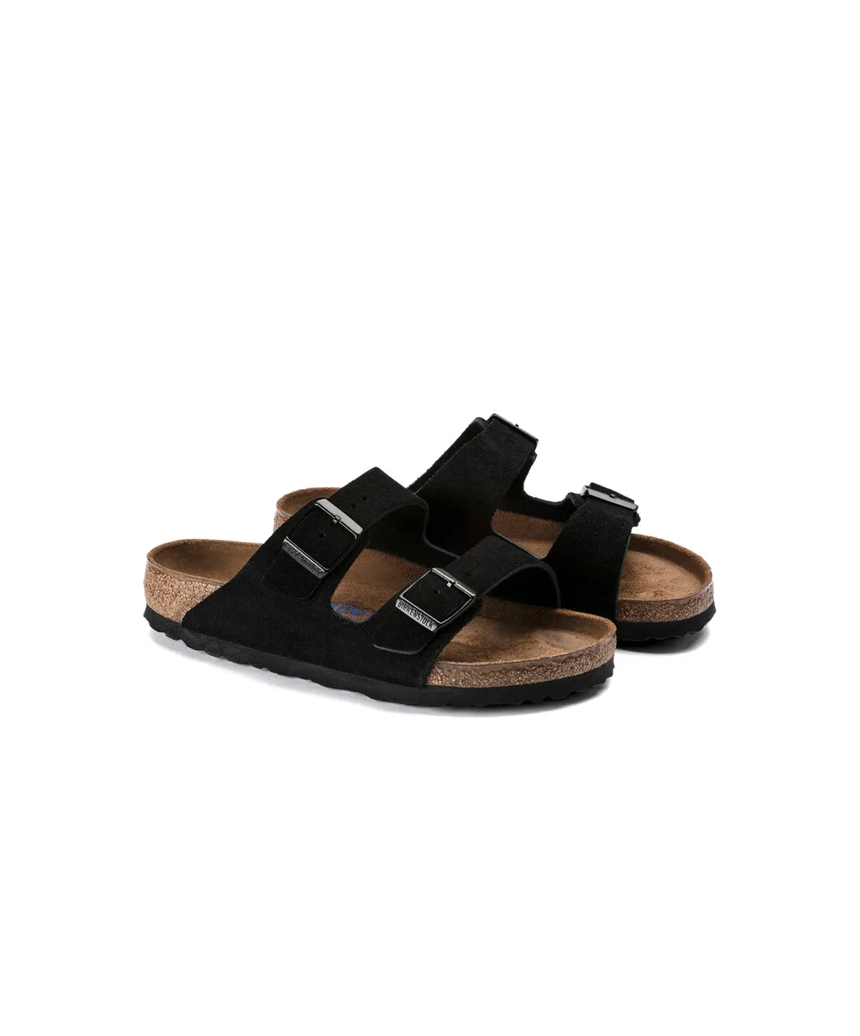Mens Birkenstock Shoes Birkenstock Arizona Suede Leather Black Soft Footbed Sandals