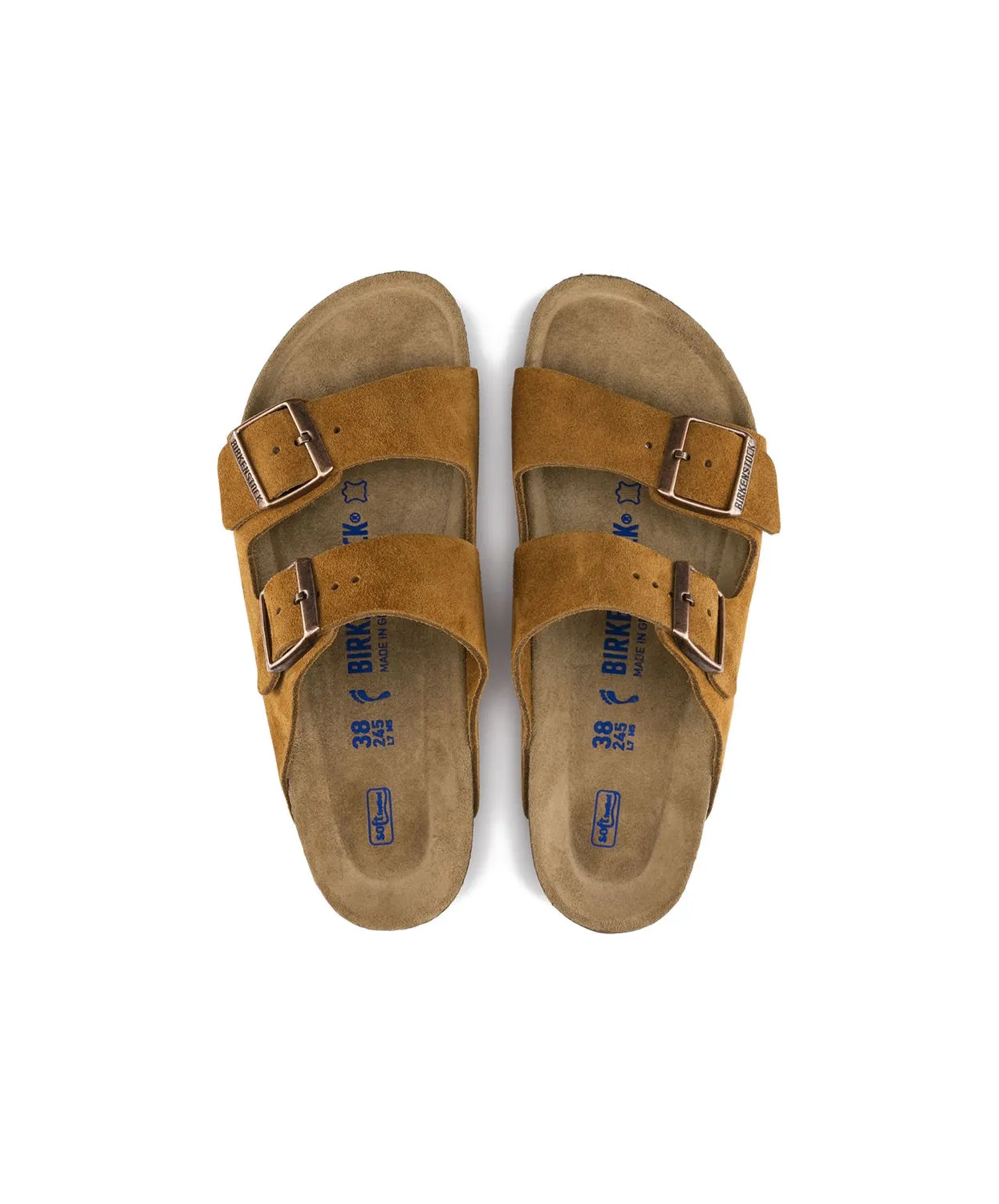 Mens Birkenstock Shoes Birkenstock Arizona Suede Leather Mink Soft Footbed Sandals