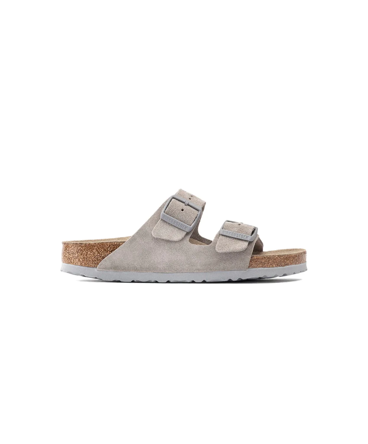 Mens Birkenstock Shoes Birkenstock Arizona Suede Leather Stone Coin (Light Sole) Soft Footbed Sandals
