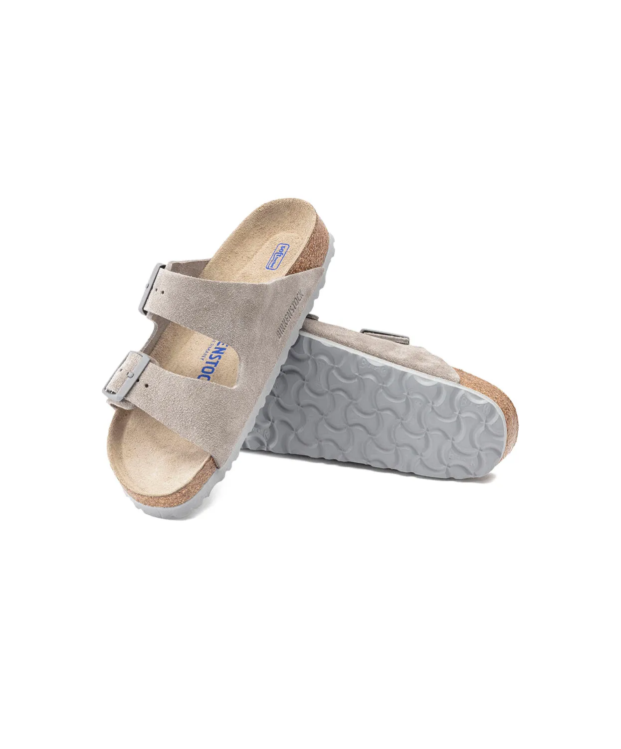 Mens Birkenstock Shoes Birkenstock Arizona Suede Leather Stone Coin (Light Sole) Soft Footbed Sandals