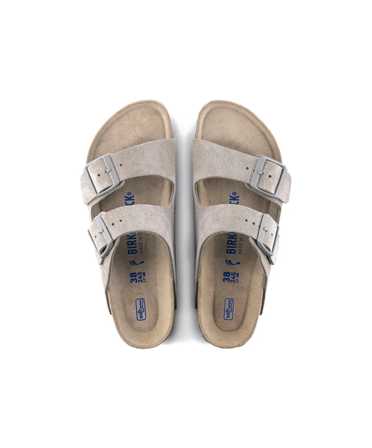 Mens Birkenstock Shoes Birkenstock Arizona Suede Leather Stone Coin (Light Sole) Soft Footbed Sandals