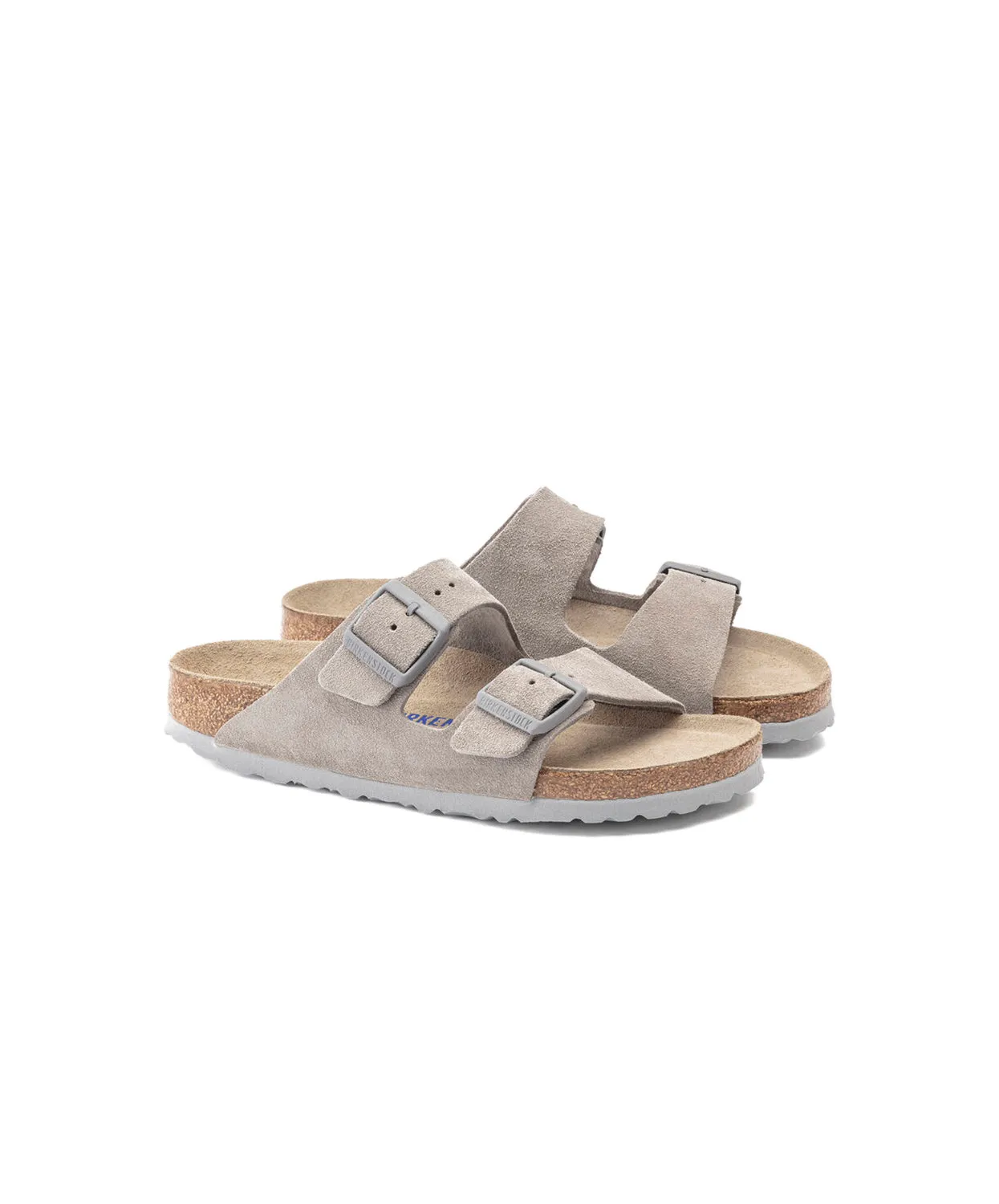 Mens Birkenstock Shoes Birkenstock Arizona Suede Leather Stone Coin (Light Sole) Soft Footbed Sandals