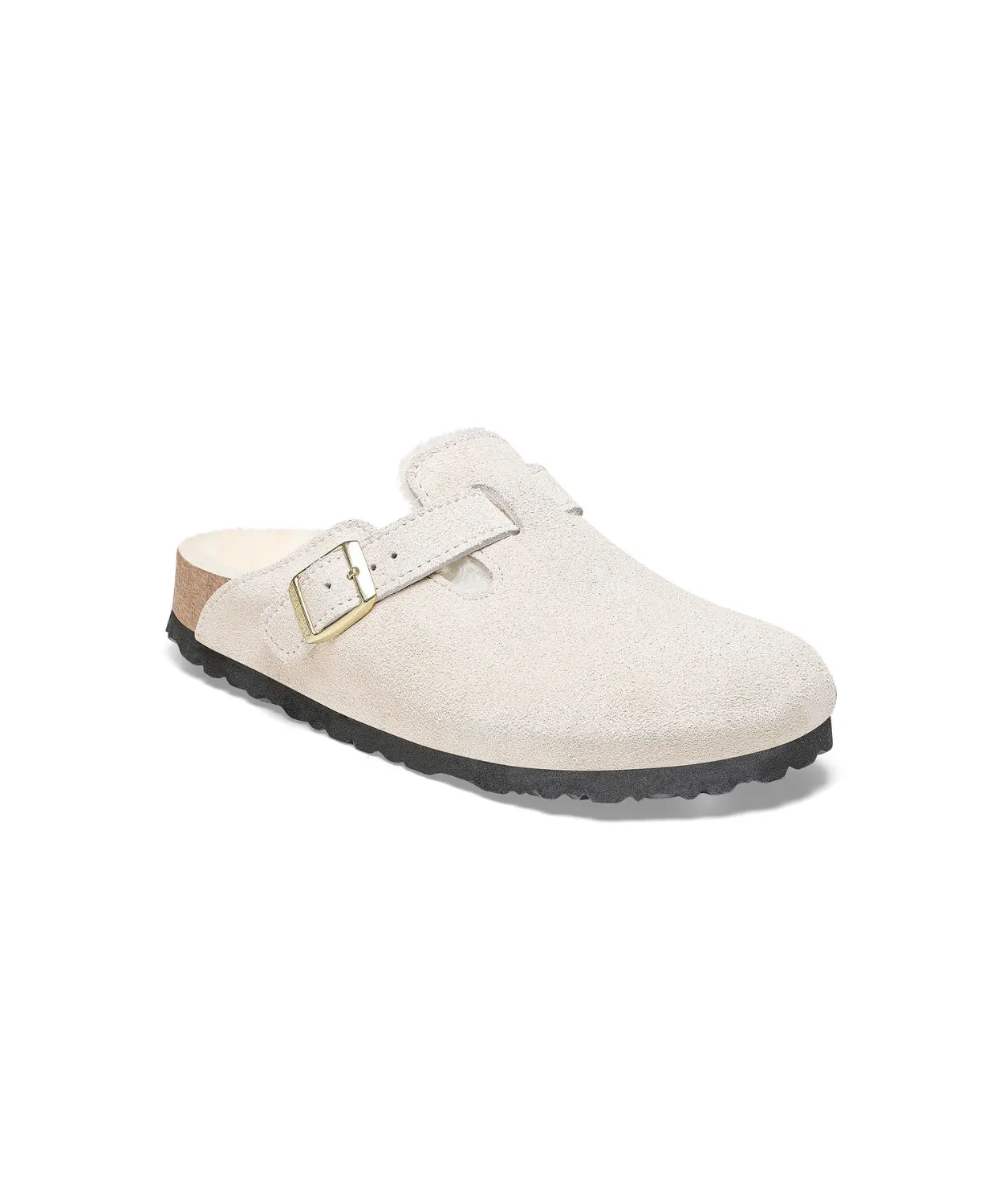 Mens Birkenstock Shoes Birkenstock Boston Suede Leather Shearling Antique White Clogs