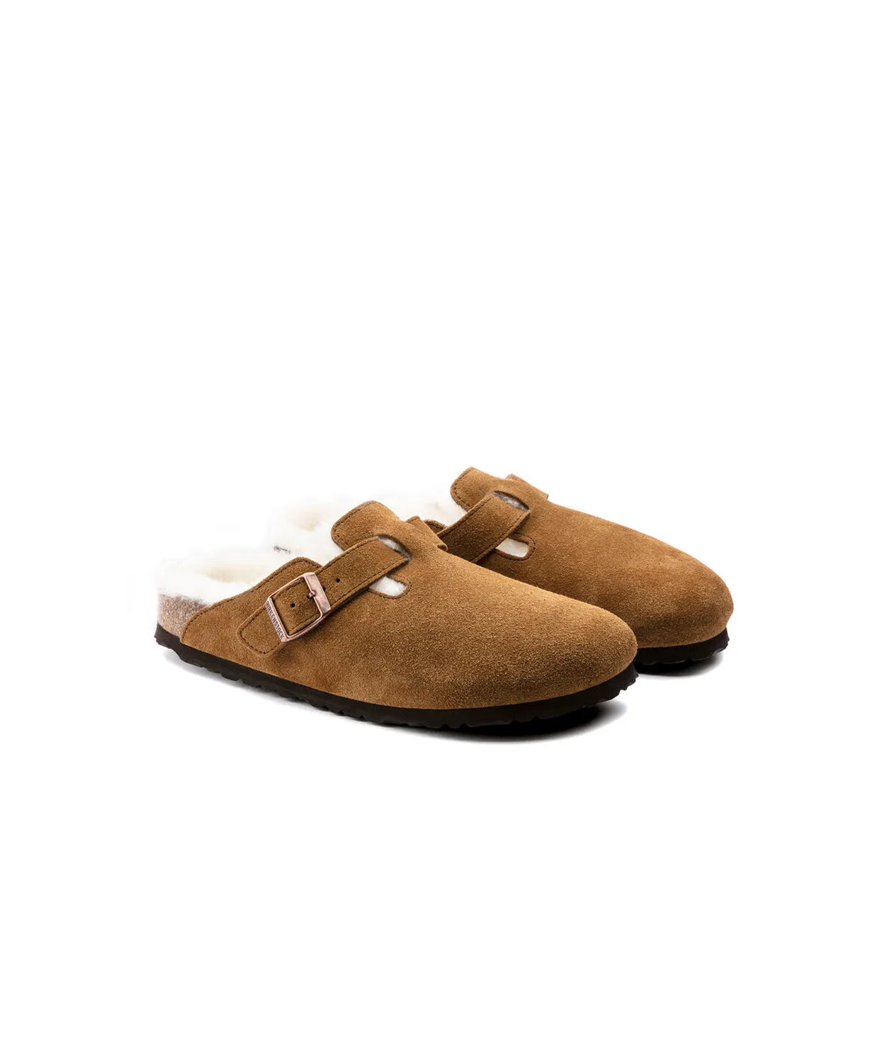 Mens Birkenstock Shoes Birkenstock Boston Suede Leather Shearling Mink Clogs