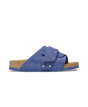Mens Birkenstock Shoes Birkenstock Kyoto Corduroy Embossed Suede Leather Indigo Sandals