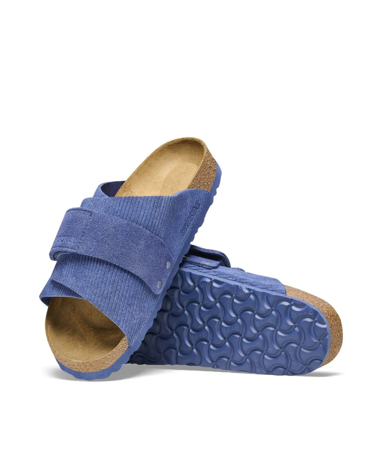 Mens Birkenstock Shoes Birkenstock Kyoto Corduroy Embossed Suede Leather Indigo Sandals