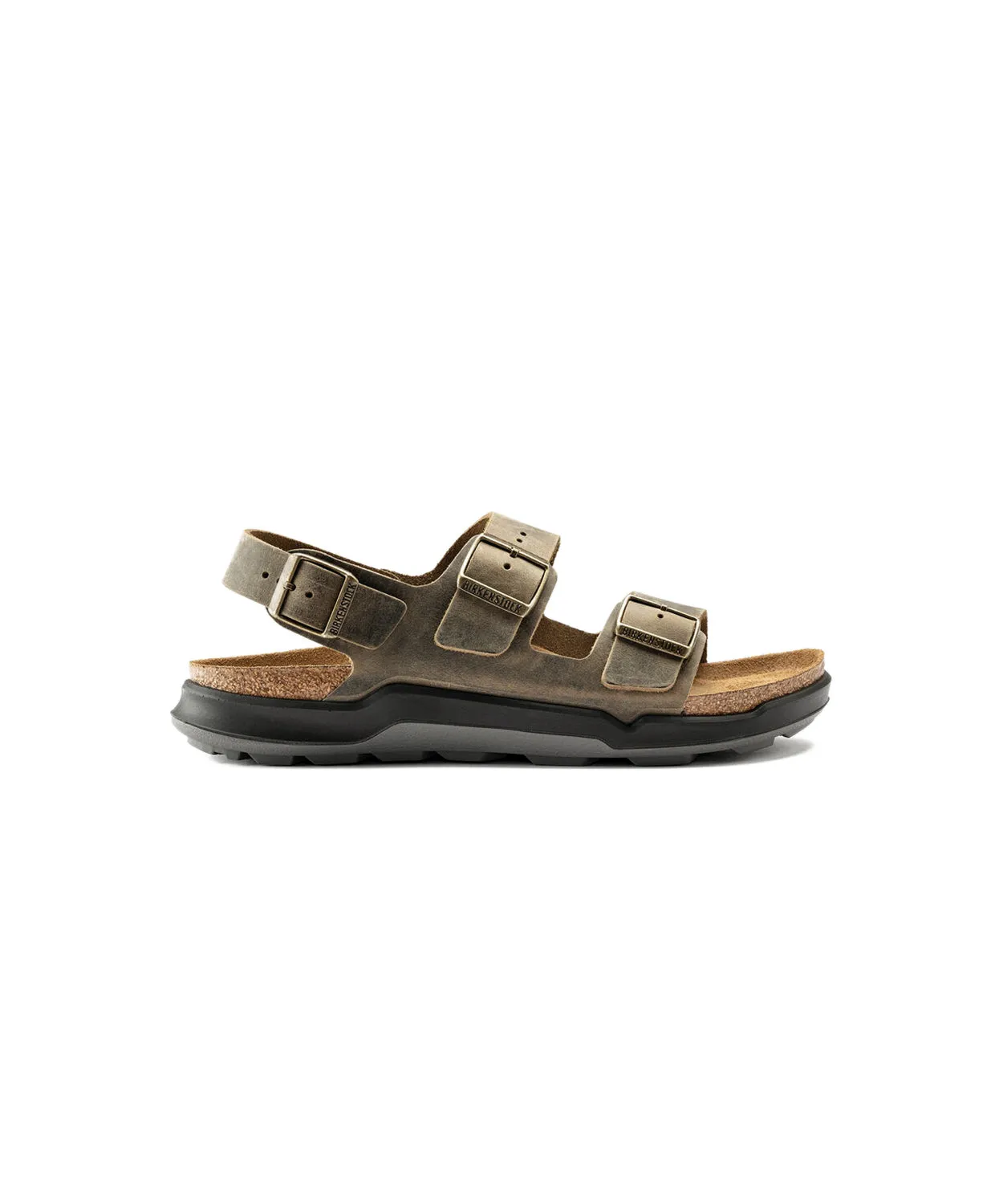 Mens Birkenstock Shoes Birkenstock Milano Cross Town Oiled Leather Faded Khaki Sandals