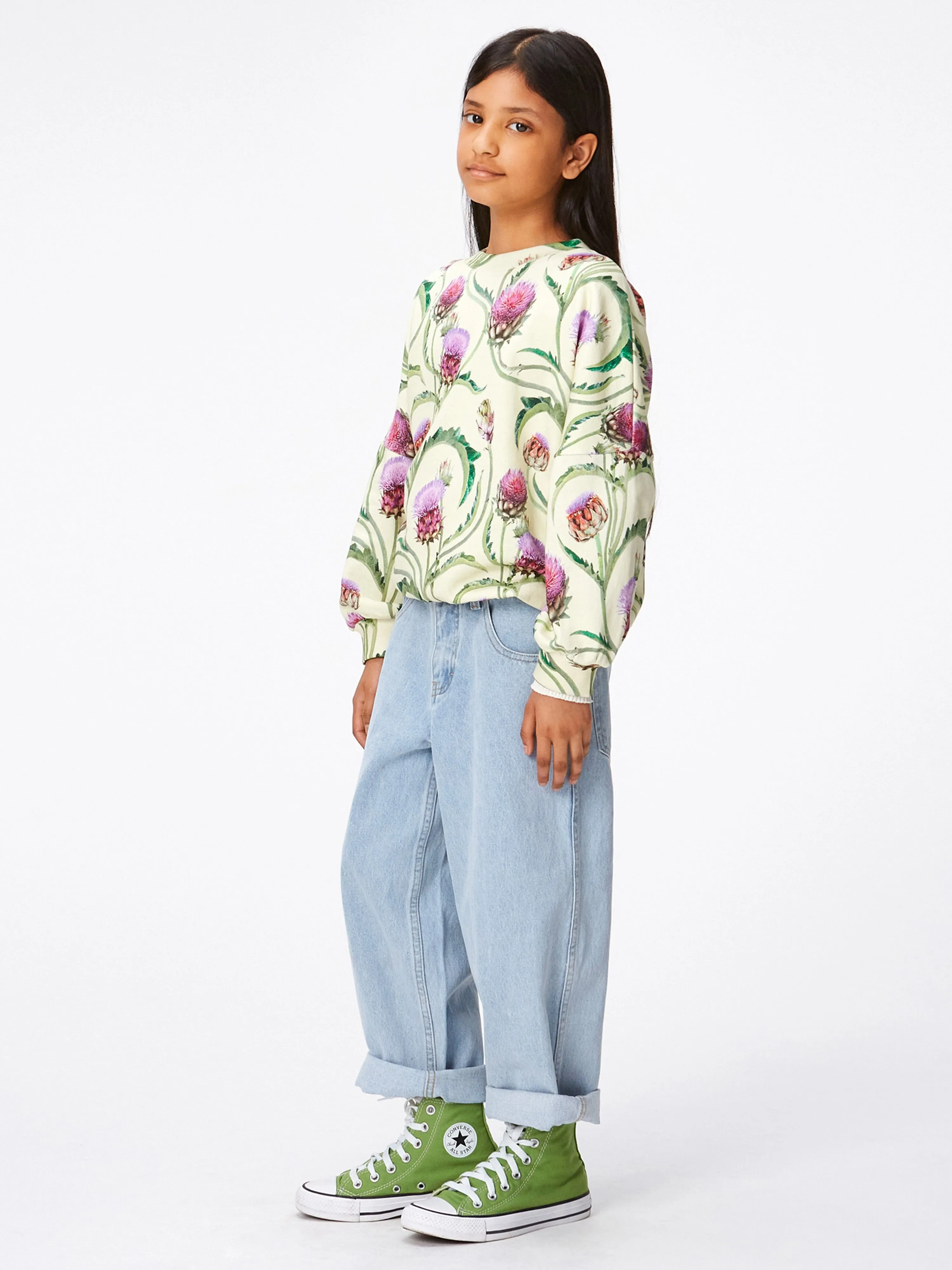 Molo Girls Artischockenblumen Sweatshirt in Grün