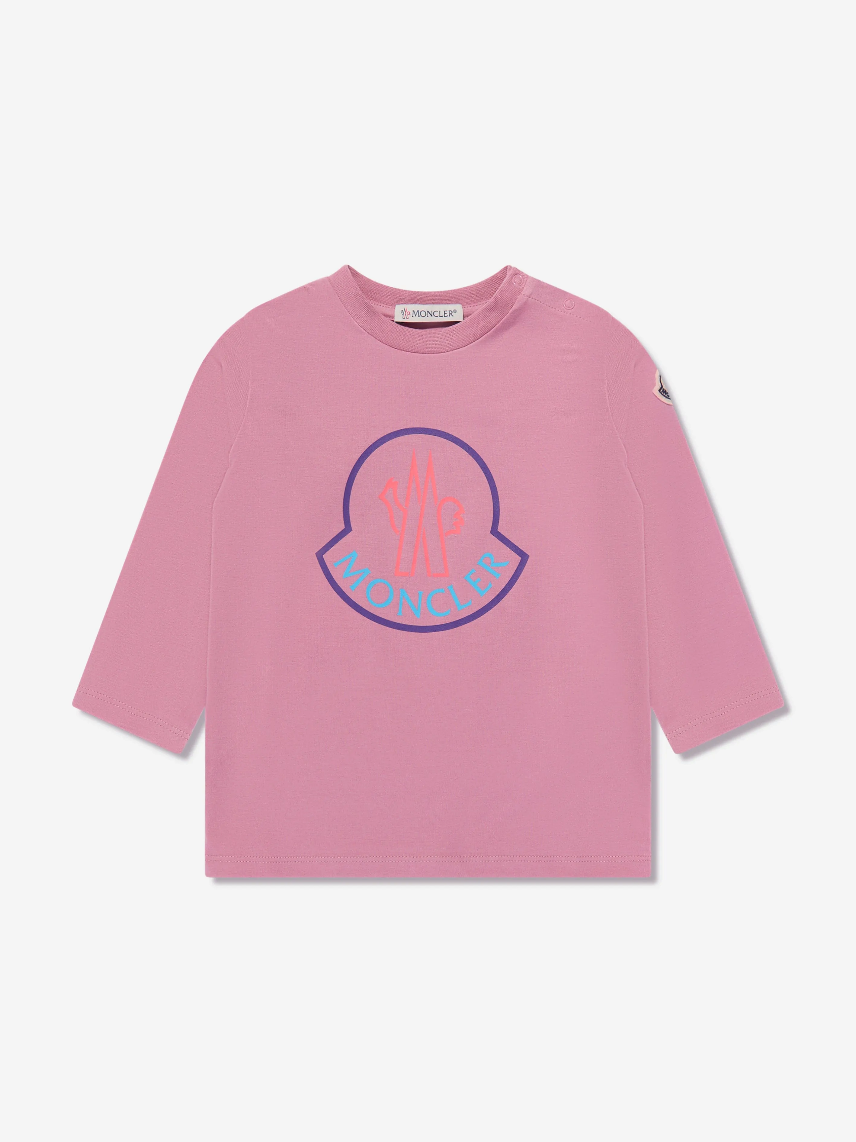 Moncler Enfant Langarm-Logo-T-Shirt für Baby-Mädchen in Rosa