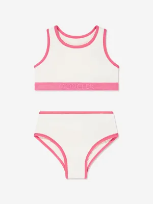 Moncler Enfant Mädchen Logo Bikini in Weiß