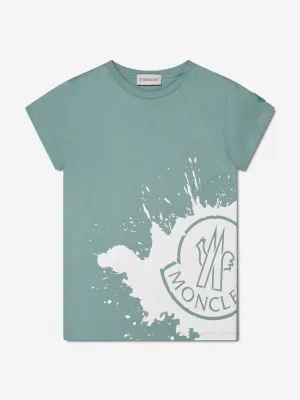 Moncler Enfant Mädchen Logo Print T-Shirt in Grün