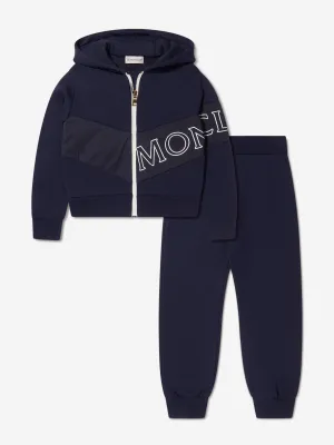 Moncler Enfant Mädchen Logo Tracksuit in Marineblau