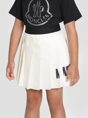 Moncler Enfant Mädchen Plissierter Logo-Rock in Elfenbein