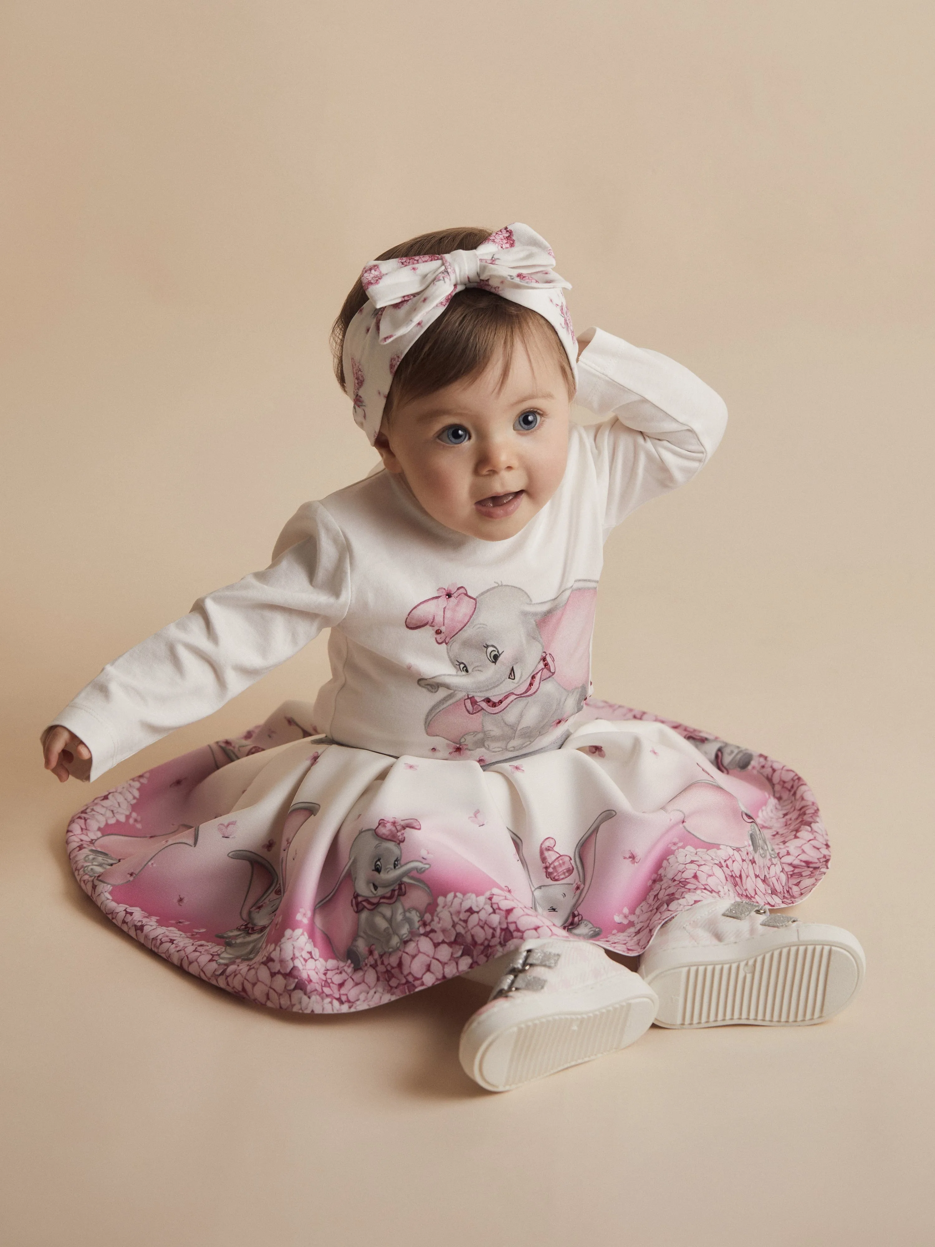 Monnalisa Baby Mädchen Langarm Dumbo T-Shirt in Elfenbein