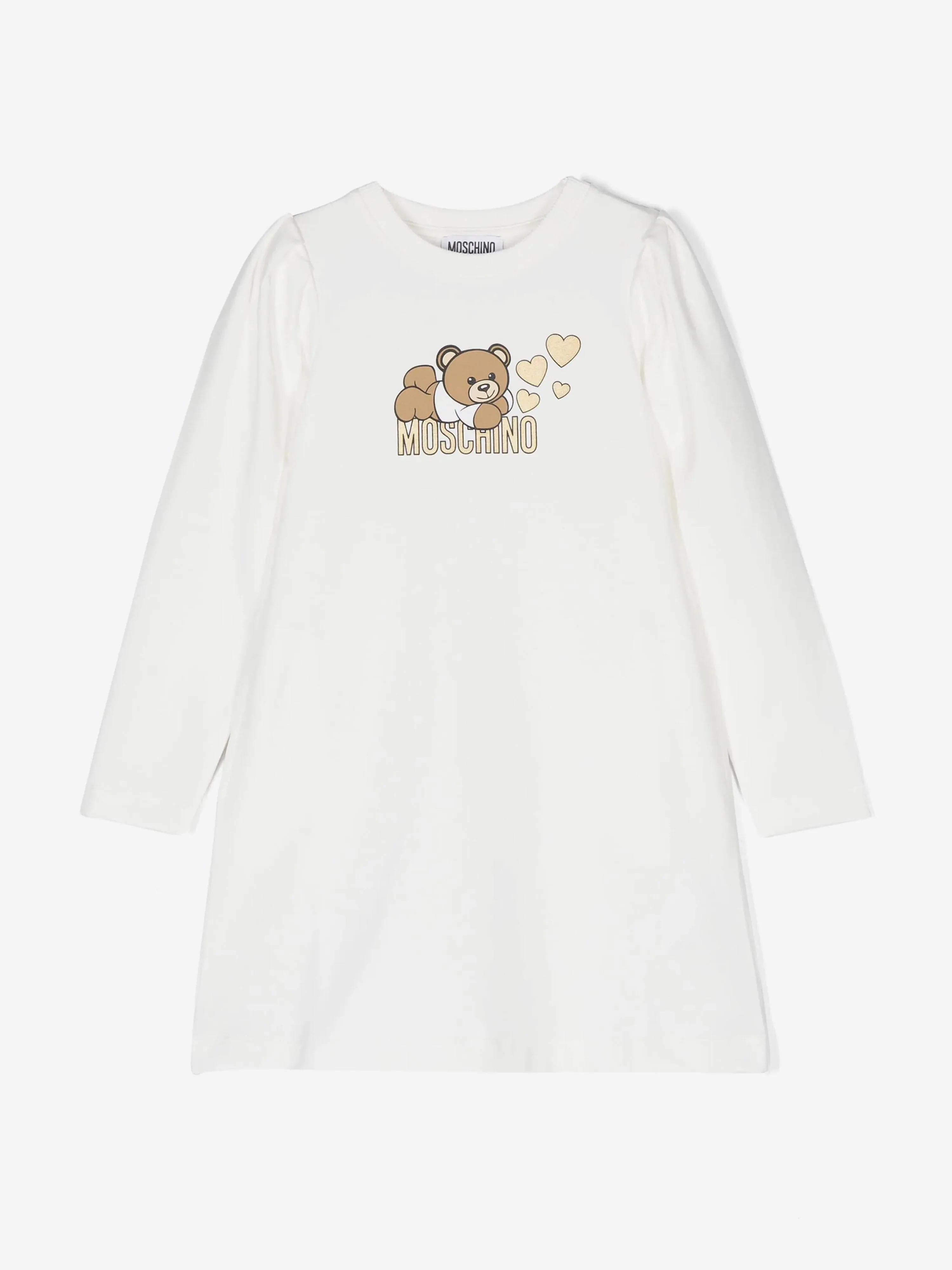 Moschino Girls Teddy Bear Jersey-Kleid in Elfenbein