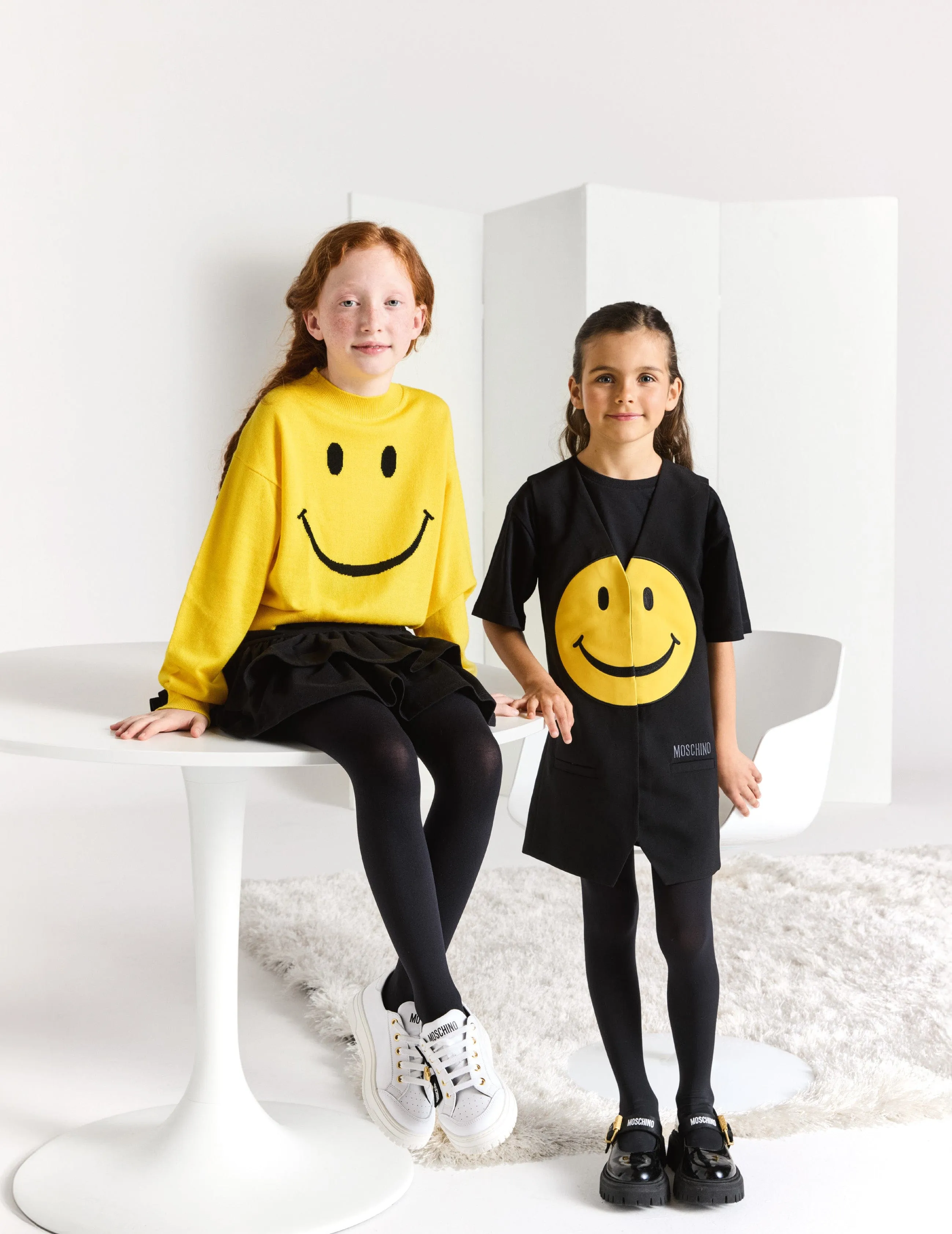 Moschino Kids Wollpullover mit Smiley-Gesicht in Gelb