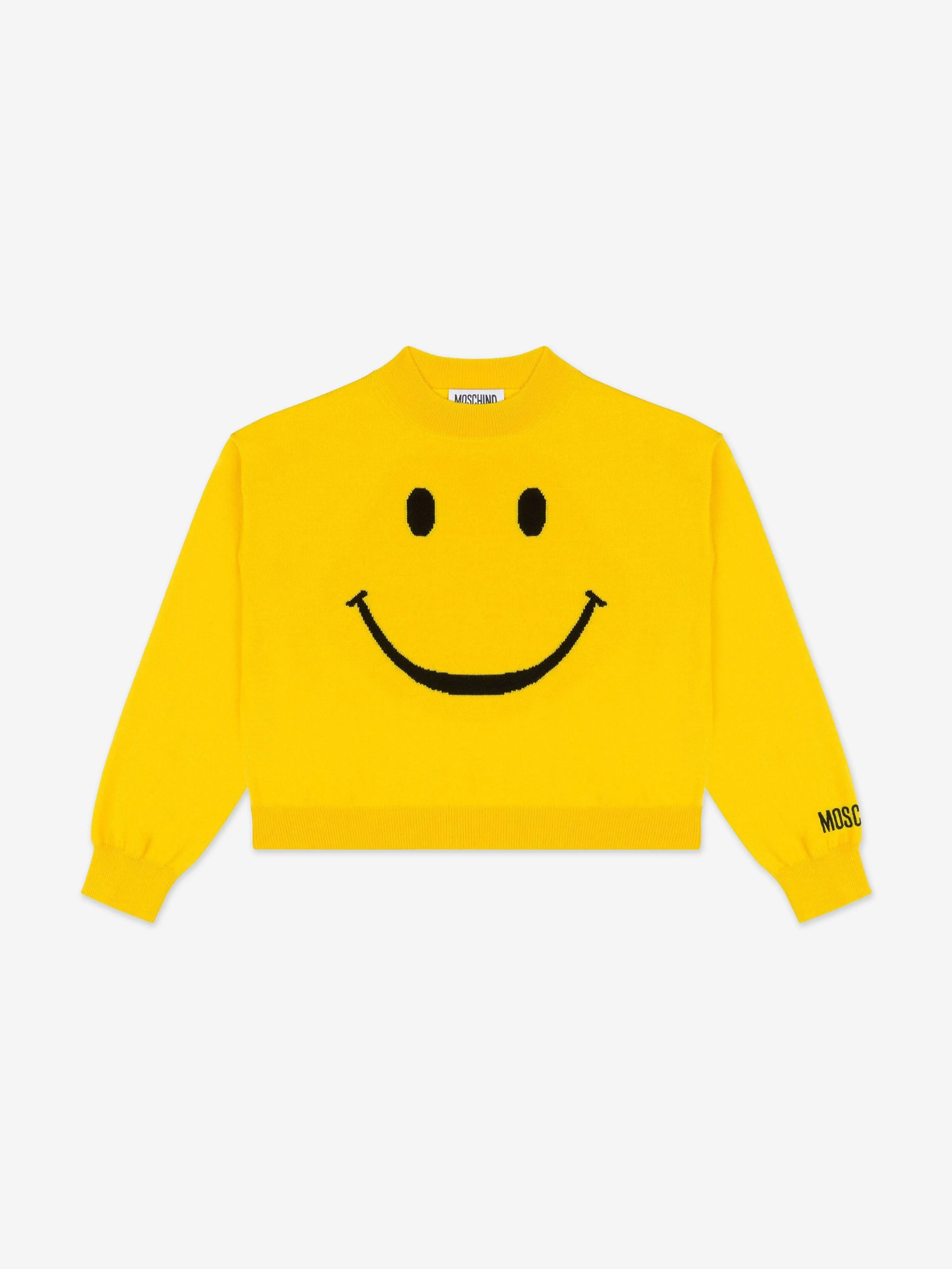 Moschino Kids Wollpullover mit Smiley-Gesicht in Gelb